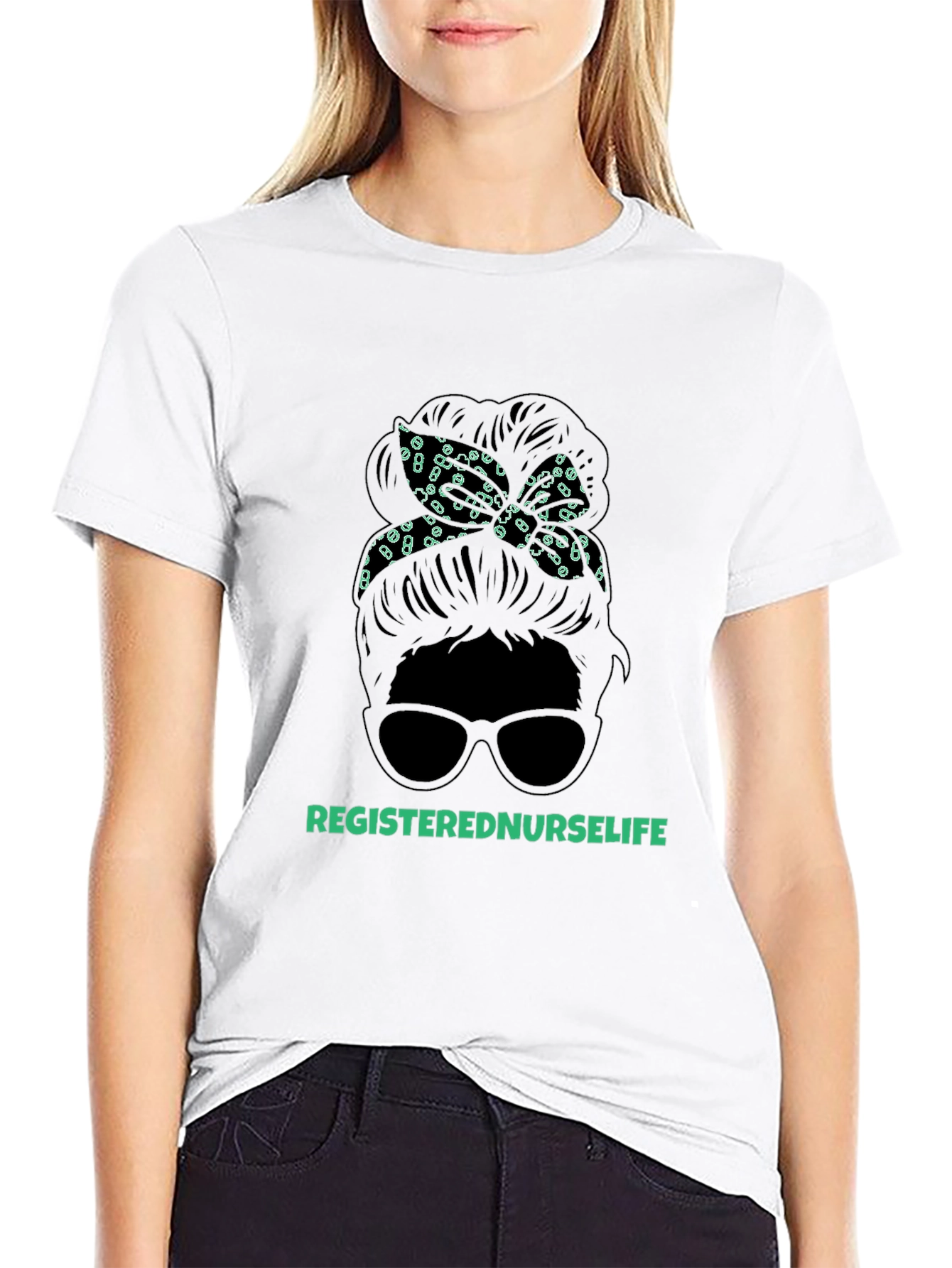 Registered Nurse Life Messy Bun T-Shirt