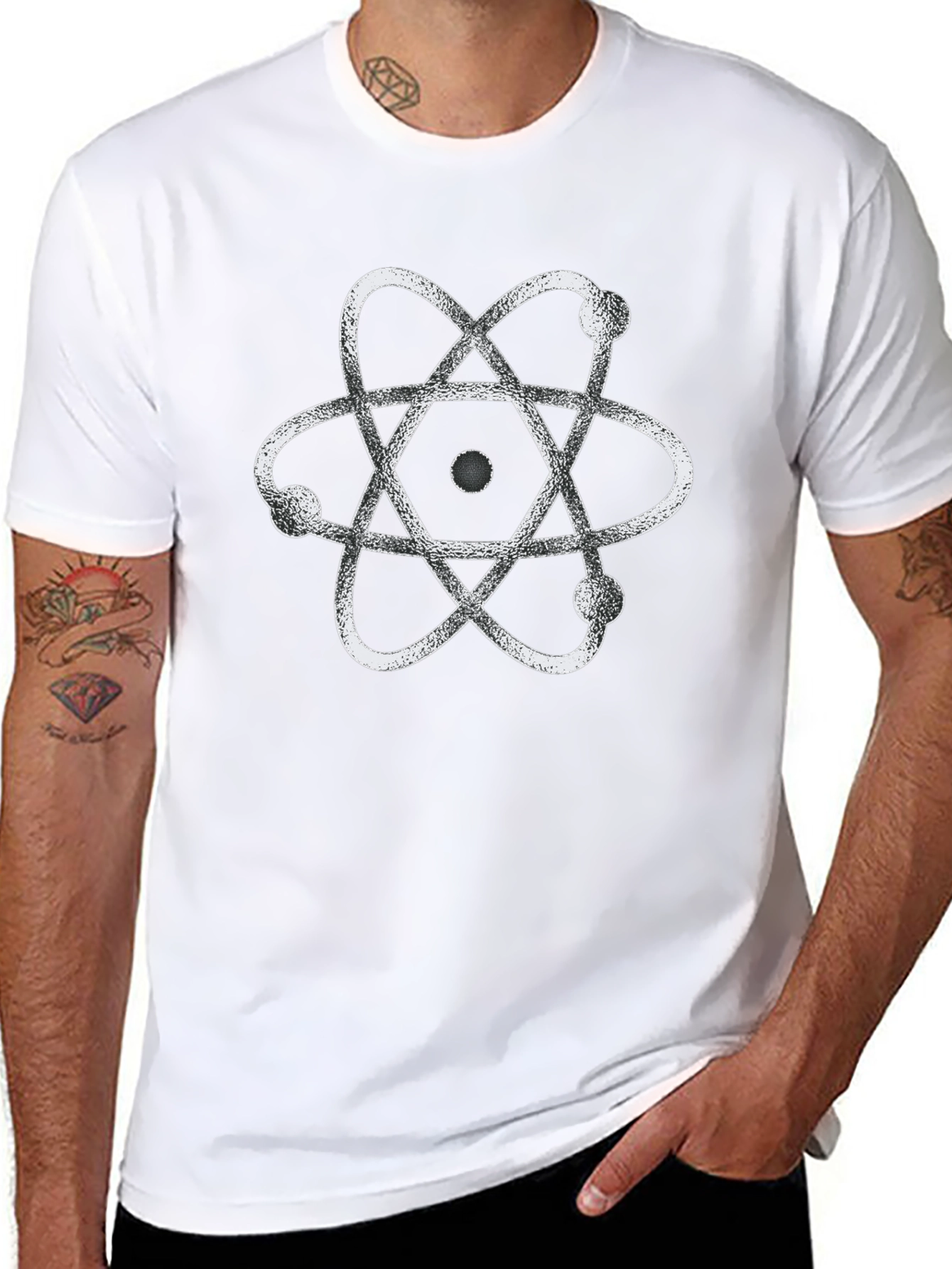 Atom Graphic Print Black T-Shirt