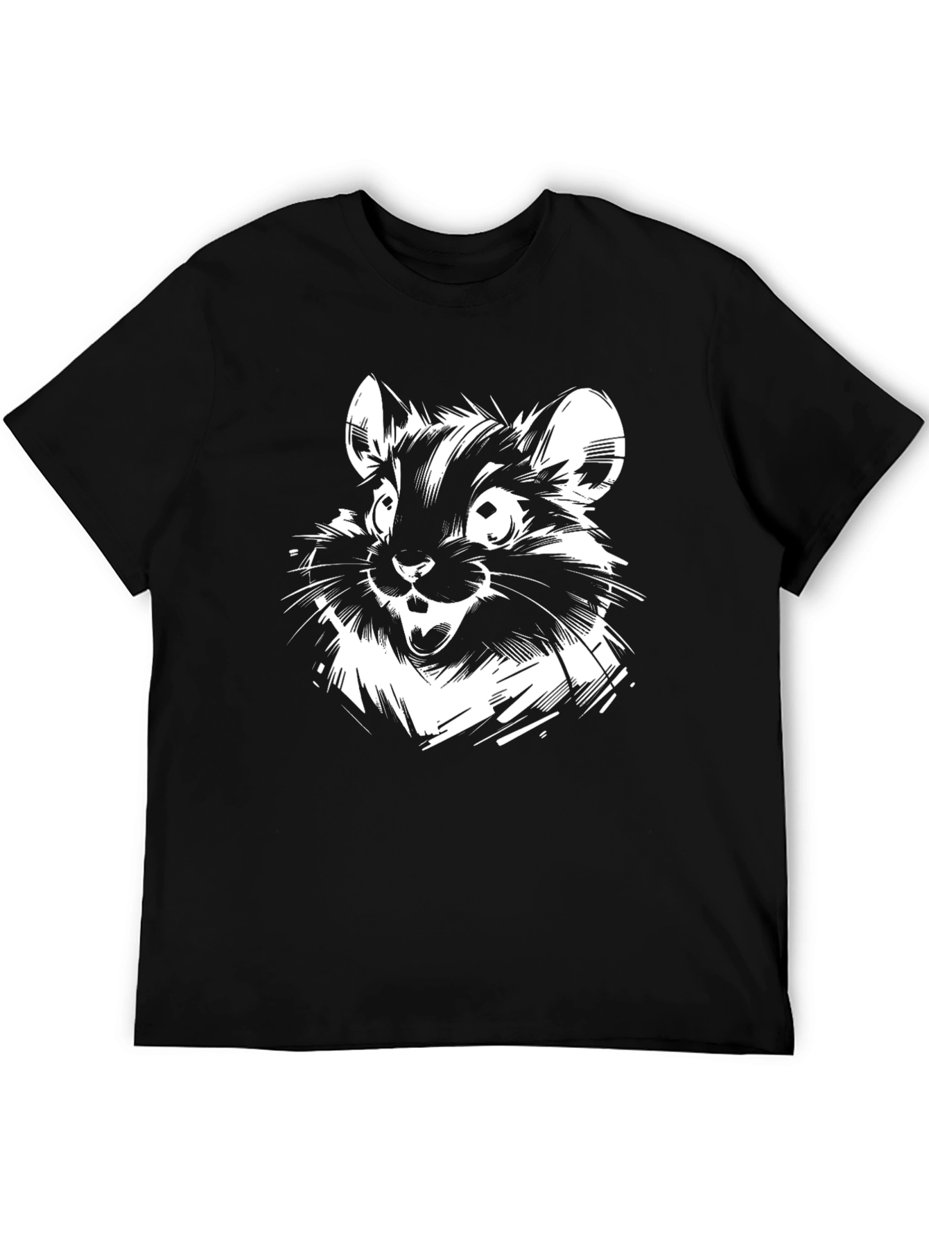 Cartoon Chinchilla Black T-Shirt