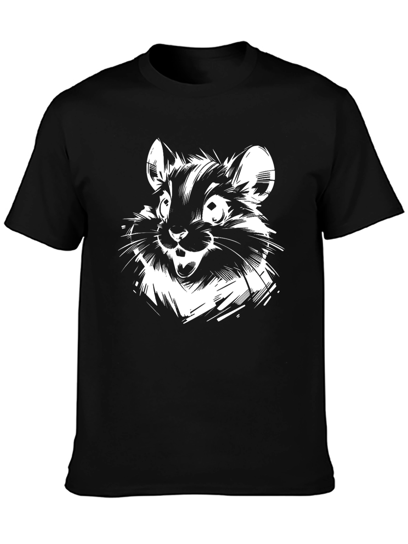 Cartoon Chinchilla Black T-Shirt