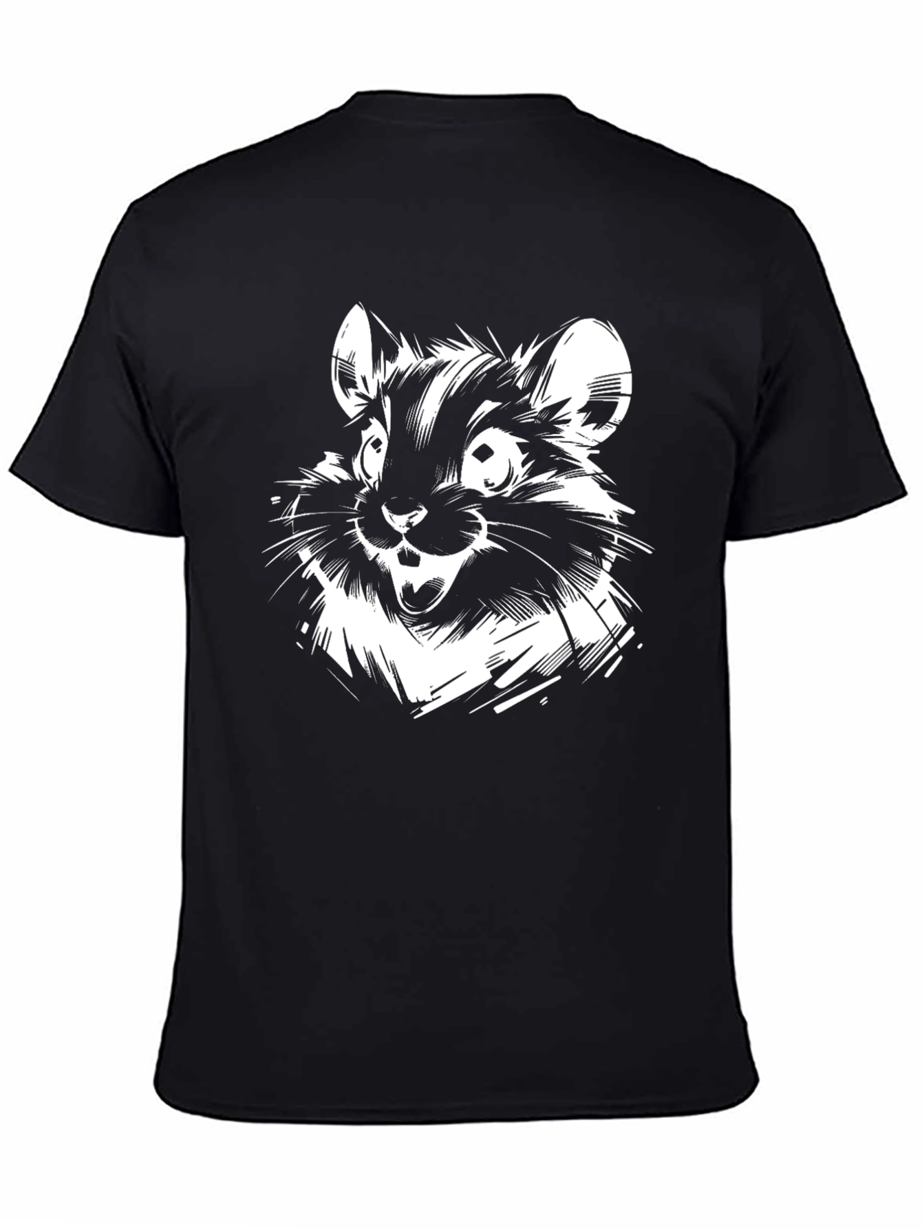 Cartoon Chinchilla Black T-Shirt