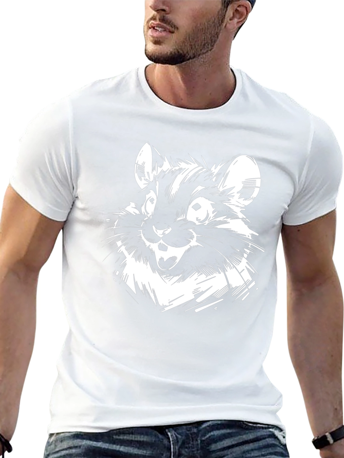 Cartoon Chinchilla Black T-Shirt