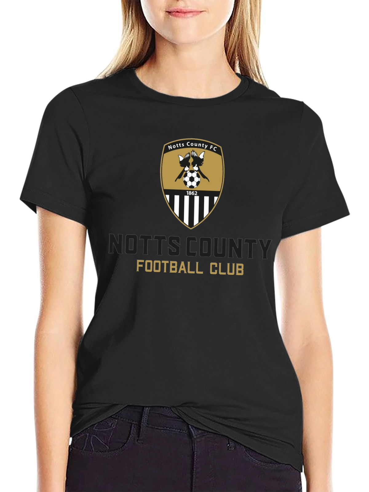 Notts County FC Crest T-Shirt - Black Soccer Tee
