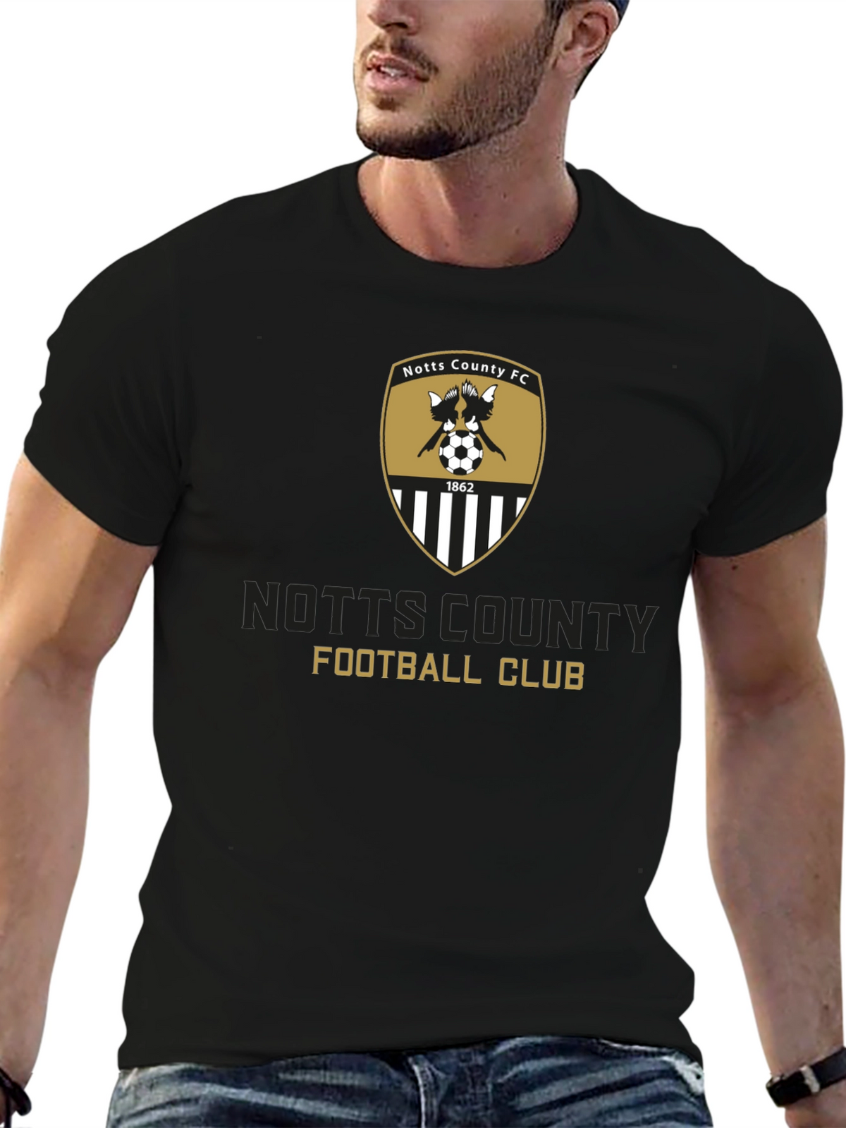 Notts County FC Crest T-Shirt - Black Soccer Tee