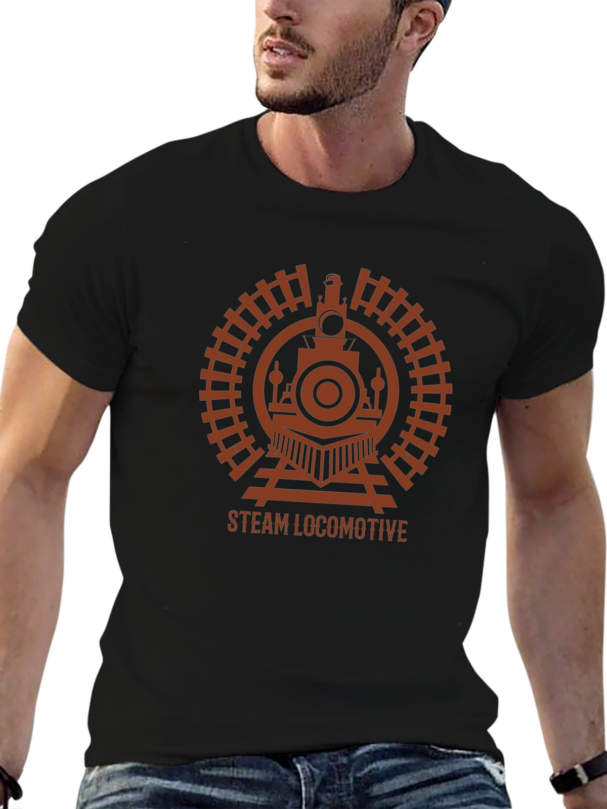 Steam Locomotive Graphic Tee - Train Lover T-Shirt