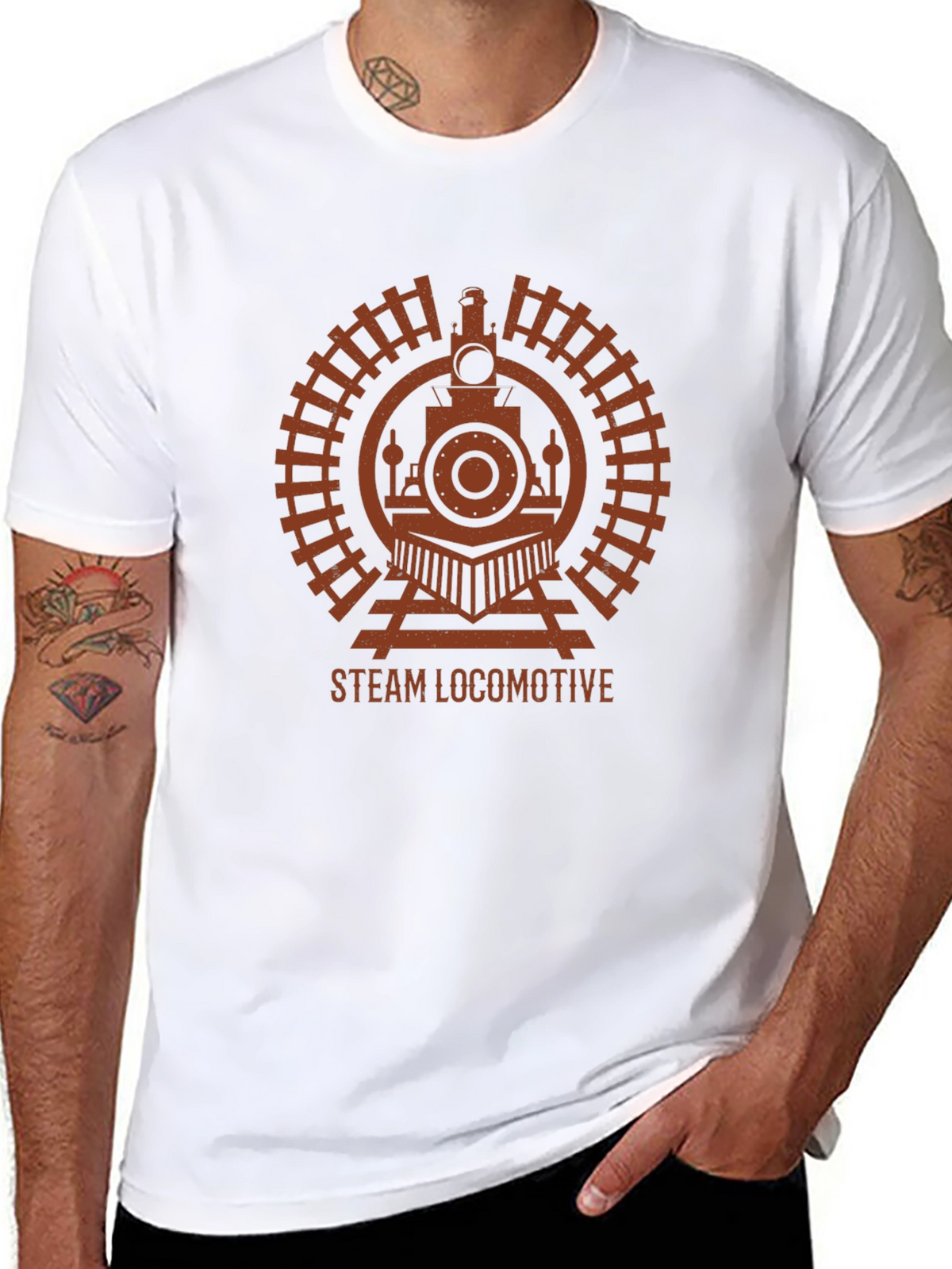 Steam Locomotive Graphic Tee - Train Lover T-Shirt