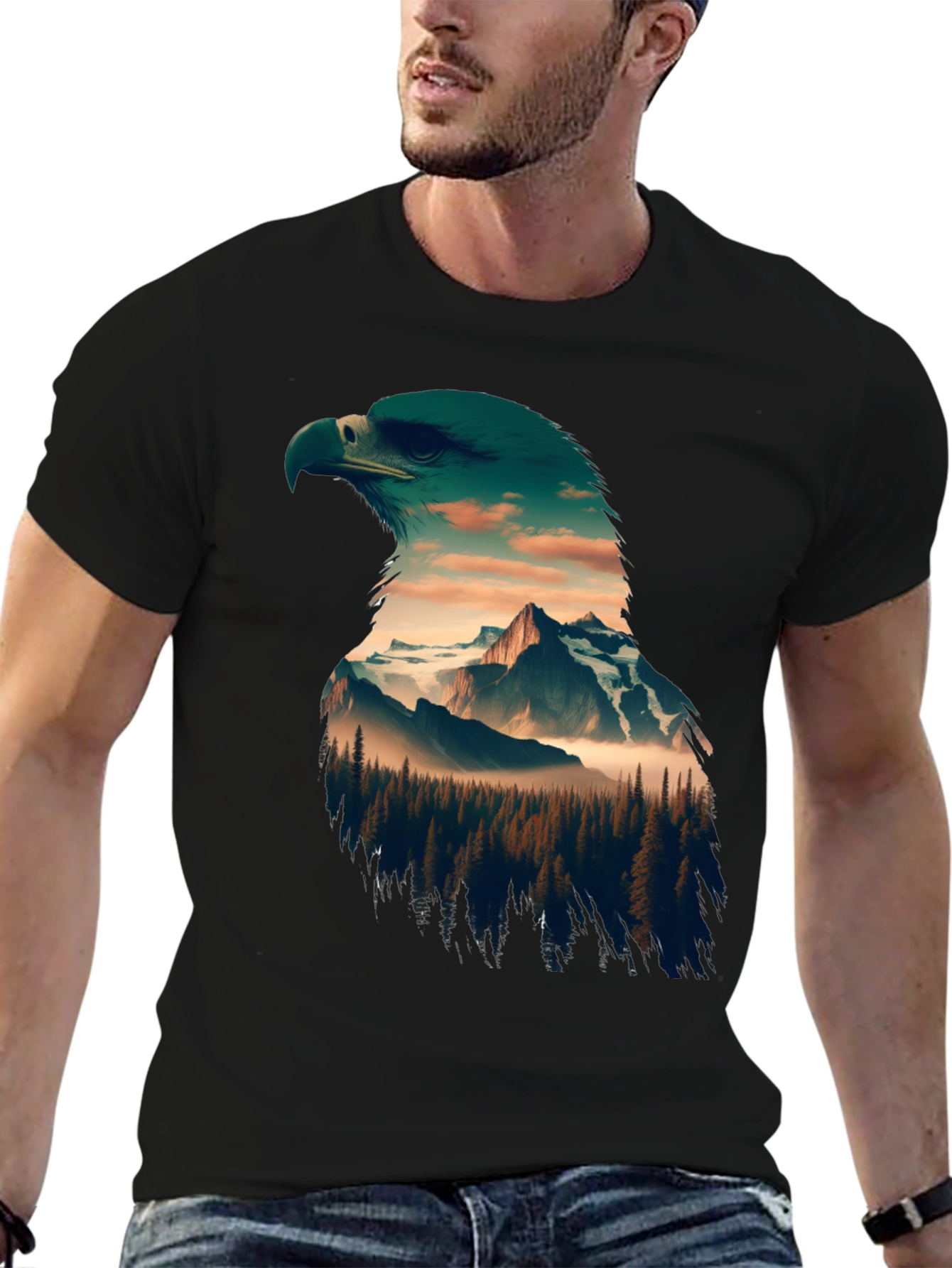 Eagle Mountain Print Black T-Shirt