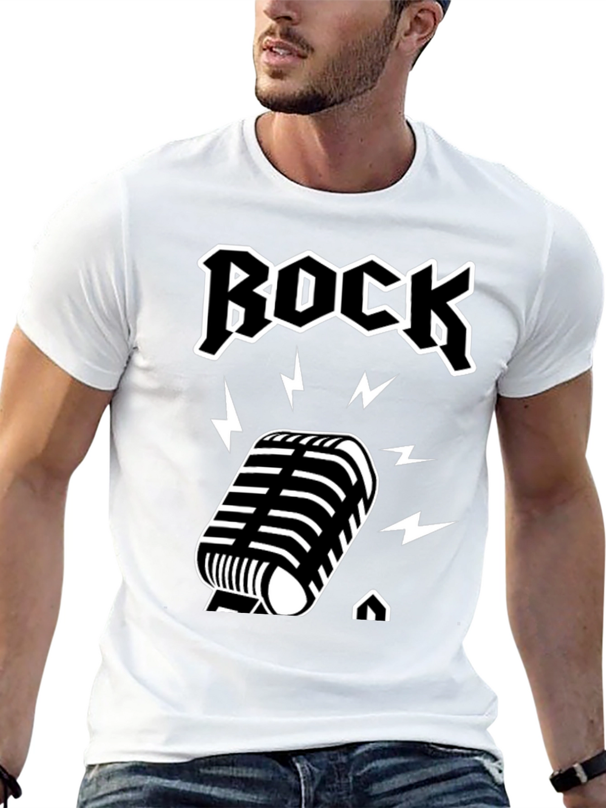 Rock Music T-Shirt with Microphone Design