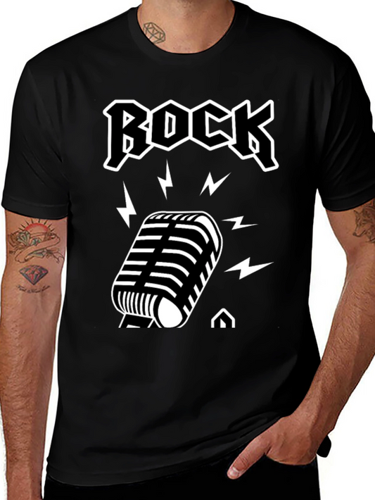 Rock Music T-Shirt with Microphone Design