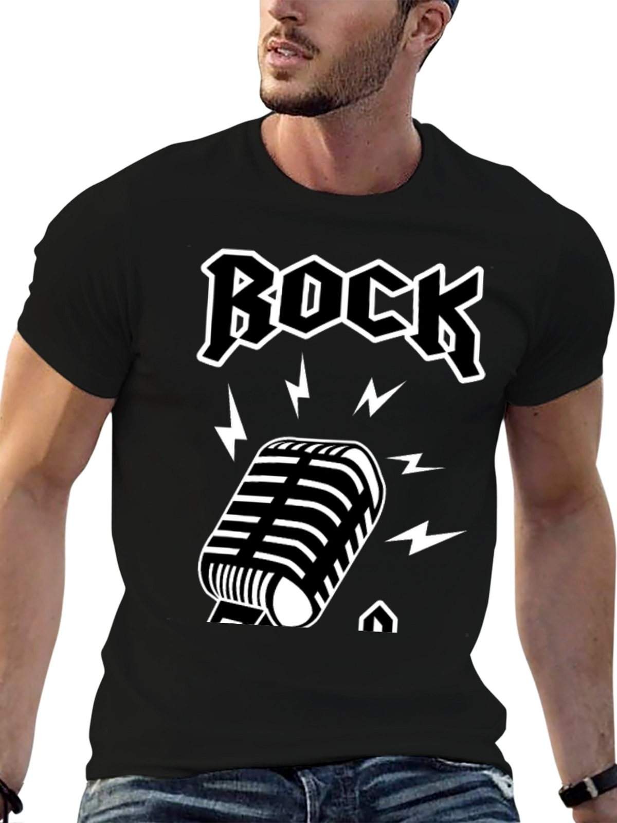Rock Music T-Shirt with Microphone Design
