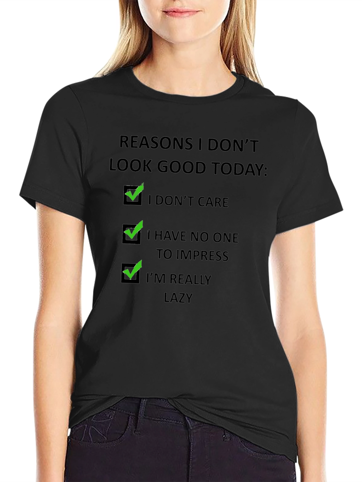 Funny Reasons T-Shirt - I Dont Care Lazy Tee