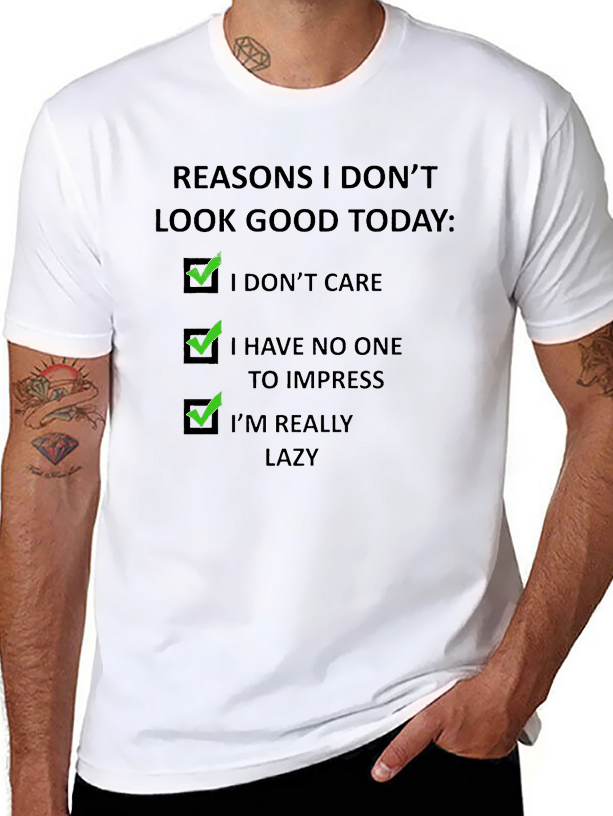 Funny Reasons T-Shirt - I Dont Care Lazy Tee