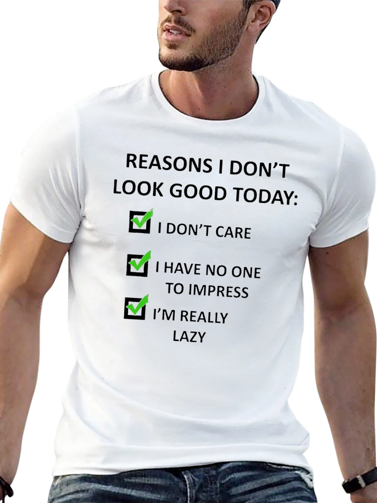 Funny Reasons T-Shirt - I Dont Care Lazy Tee