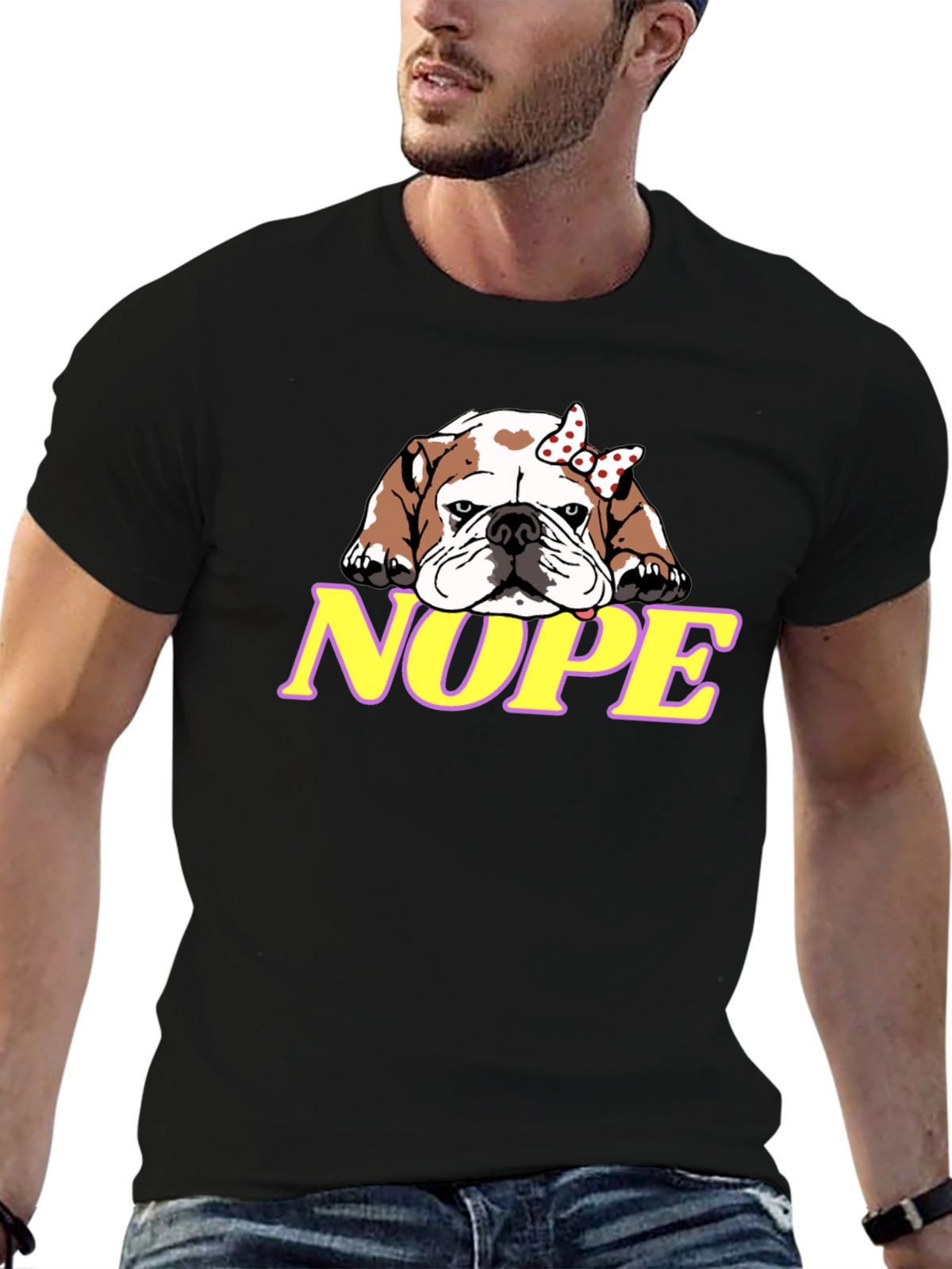 Nope Bulldog Graphic Tee - Cute Dog T-Shirt