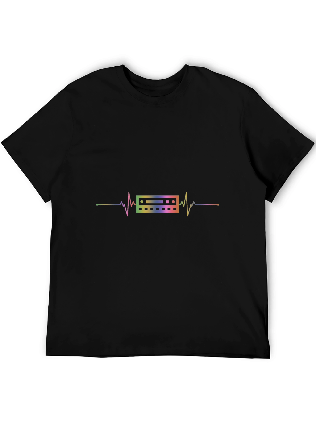 Rainbow Equalizer Heartbeat Black T-Shirt