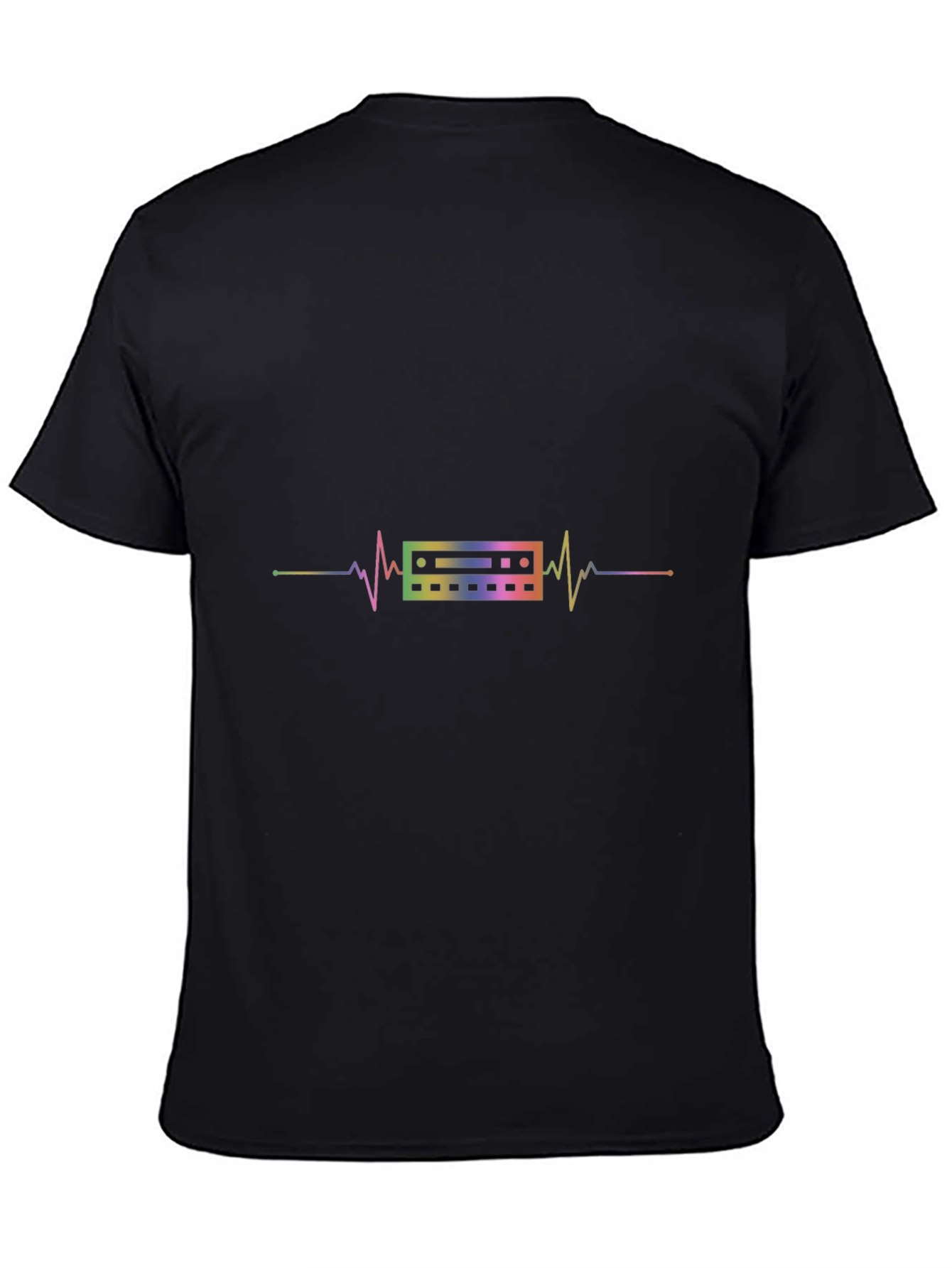 Rainbow Equalizer Heartbeat Black T-Shirt