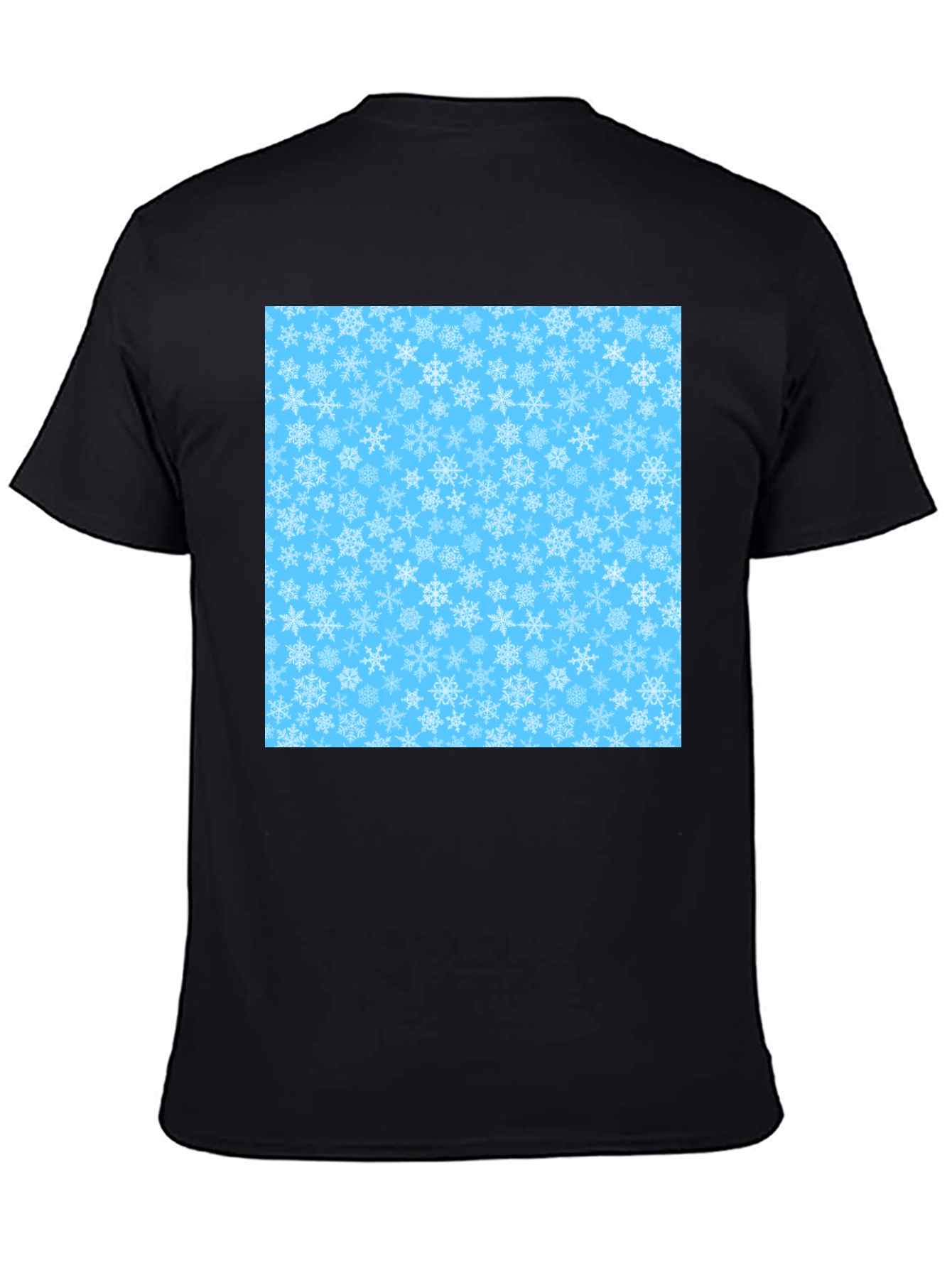 Winter Snowflake Pattern T-Shirt - Black