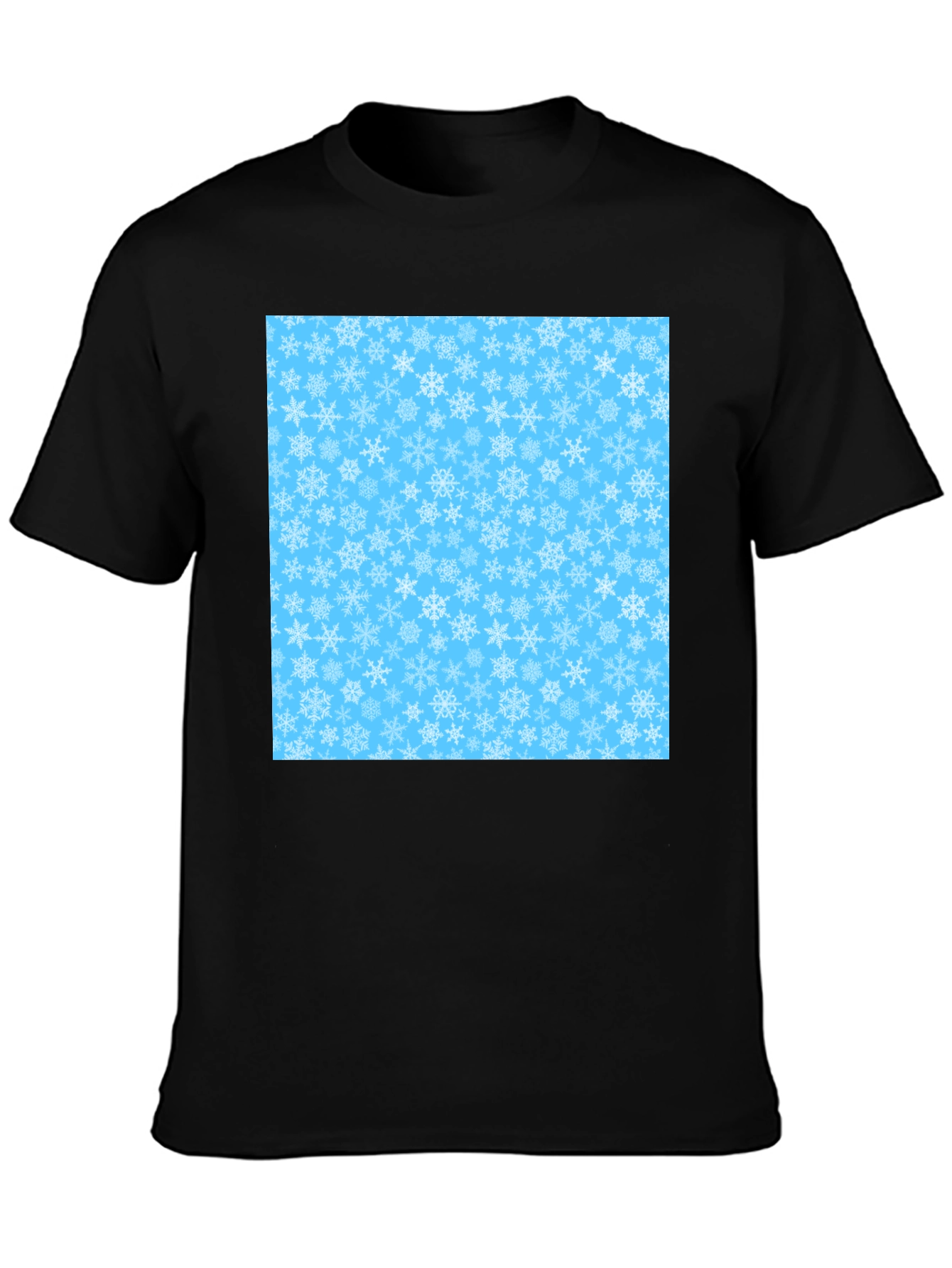 Winter Snowflake Pattern T-Shirt - Black