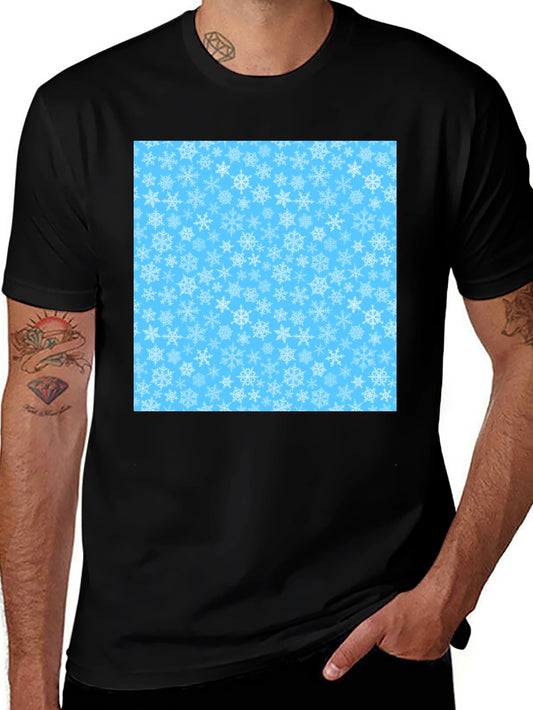 Winter Snowflake Pattern T-Shirt - Black