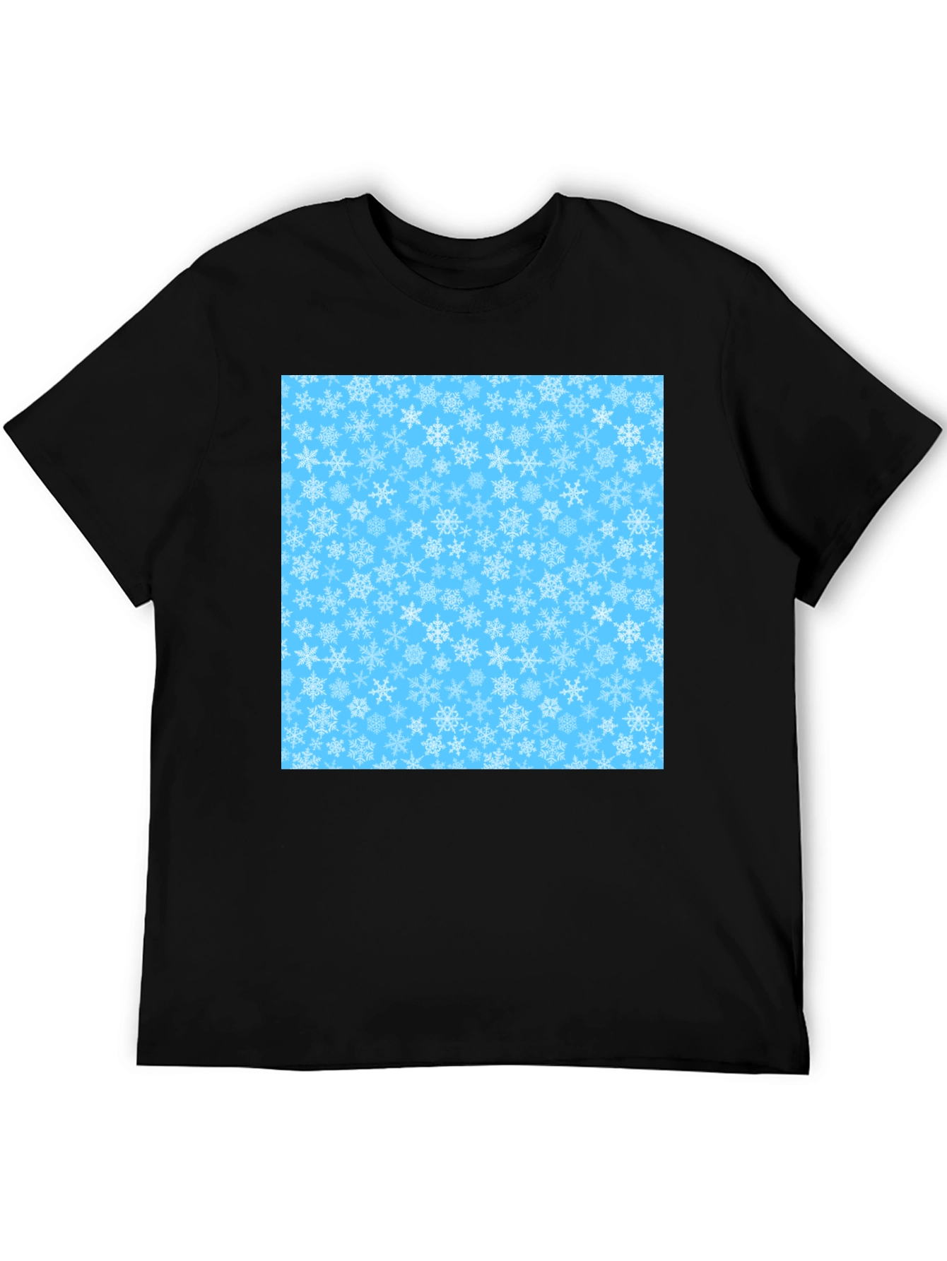 Winter Snowflake Pattern T-Shirt - Black