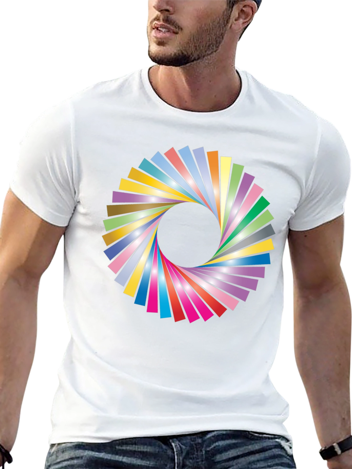 Vibrant Geometric Circle Graphic Black T-Shirt
