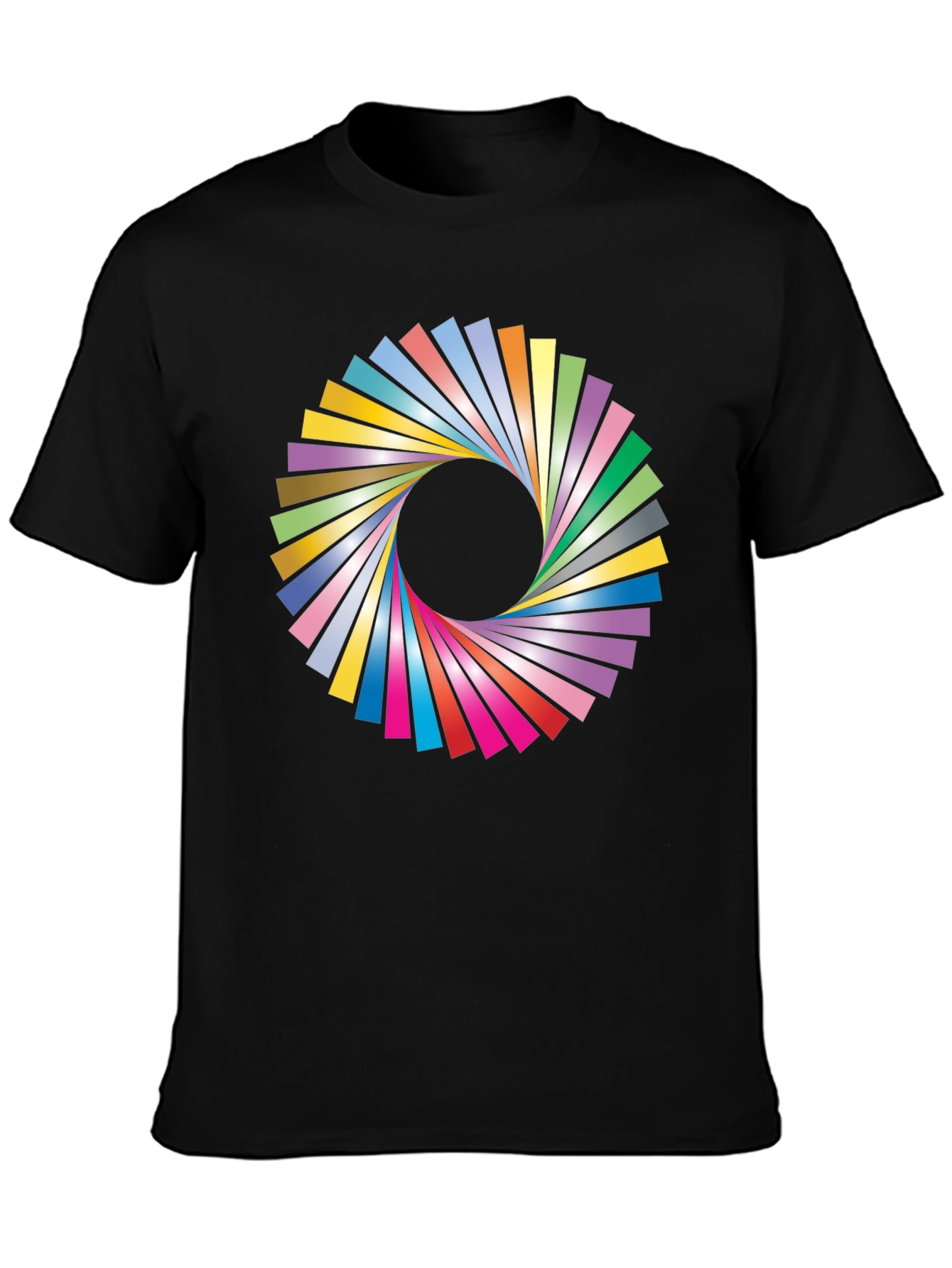 Vibrant Geometric Circle Graphic Black T-Shirt
