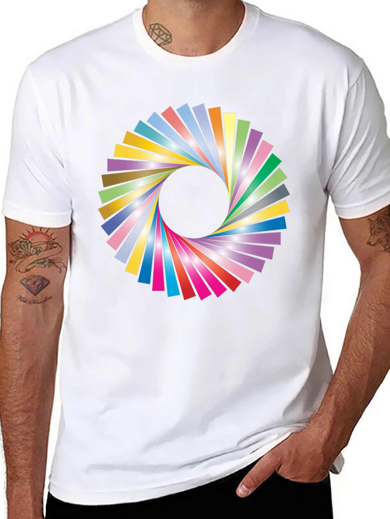 Vibrant Geometric Circle Graphic Black T-Shirt