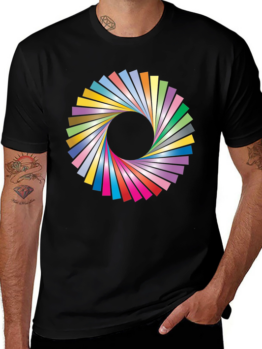 Vibrant Geometric Circle Graphic Black T-Shirt