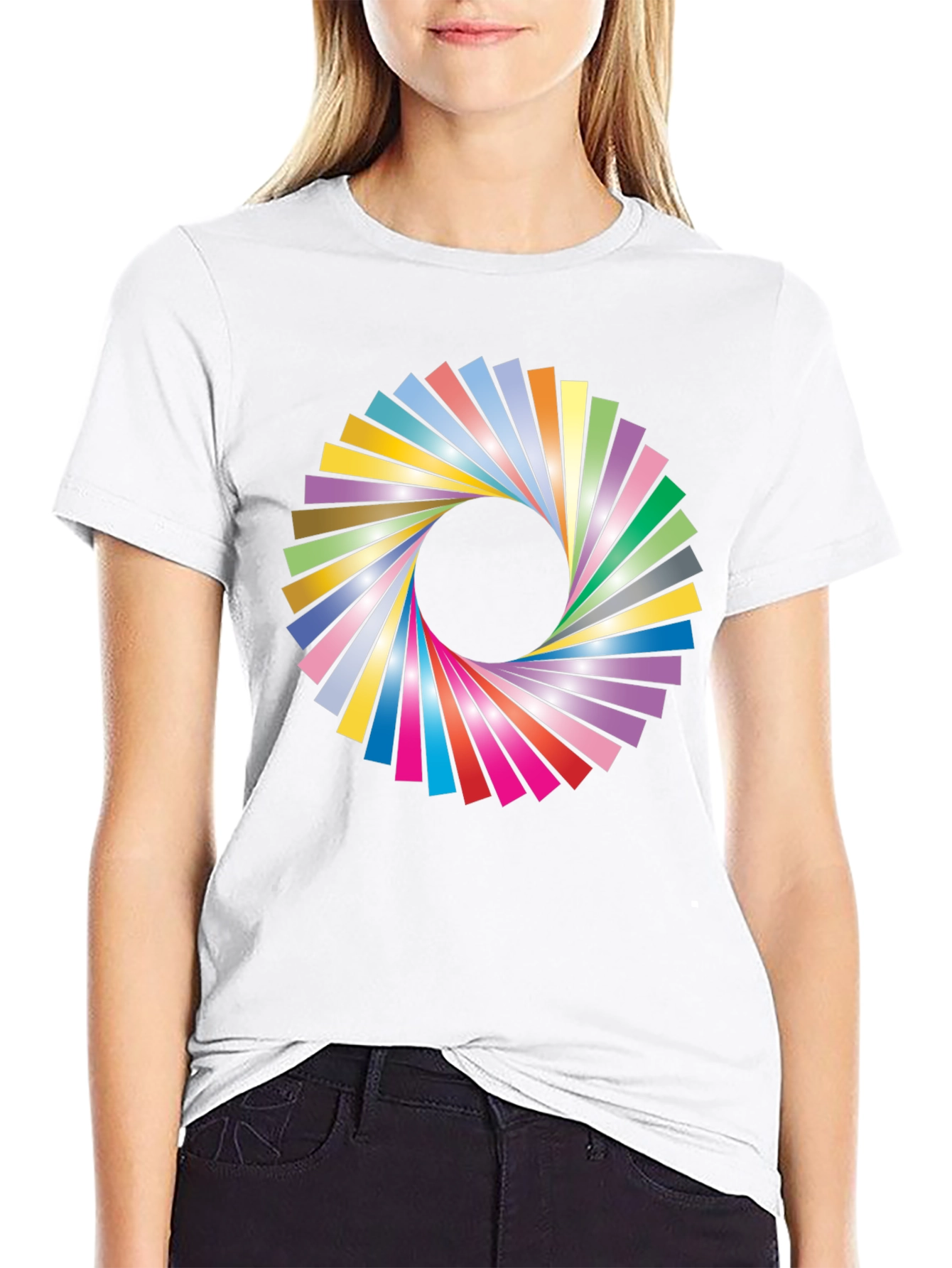 Vibrant Geometric Circle Graphic Black T-Shirt