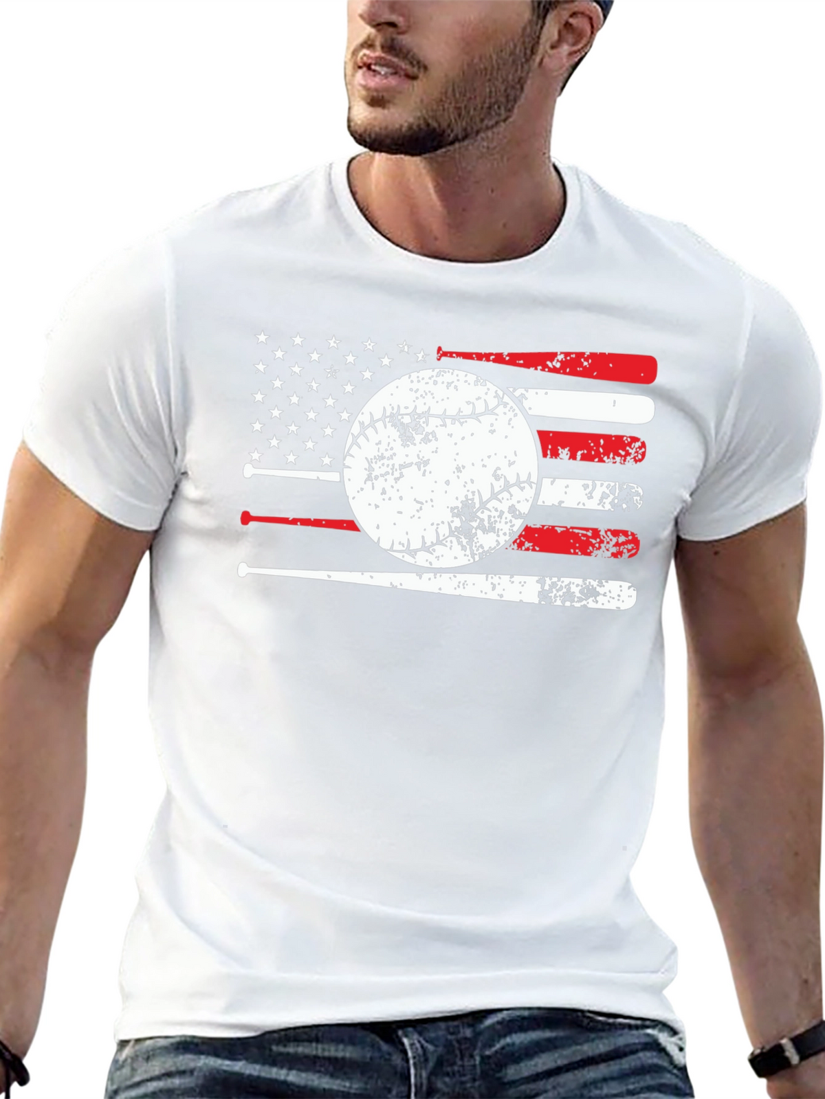 Baseball Flag Graphic T-Shirt - Patriotic Design
