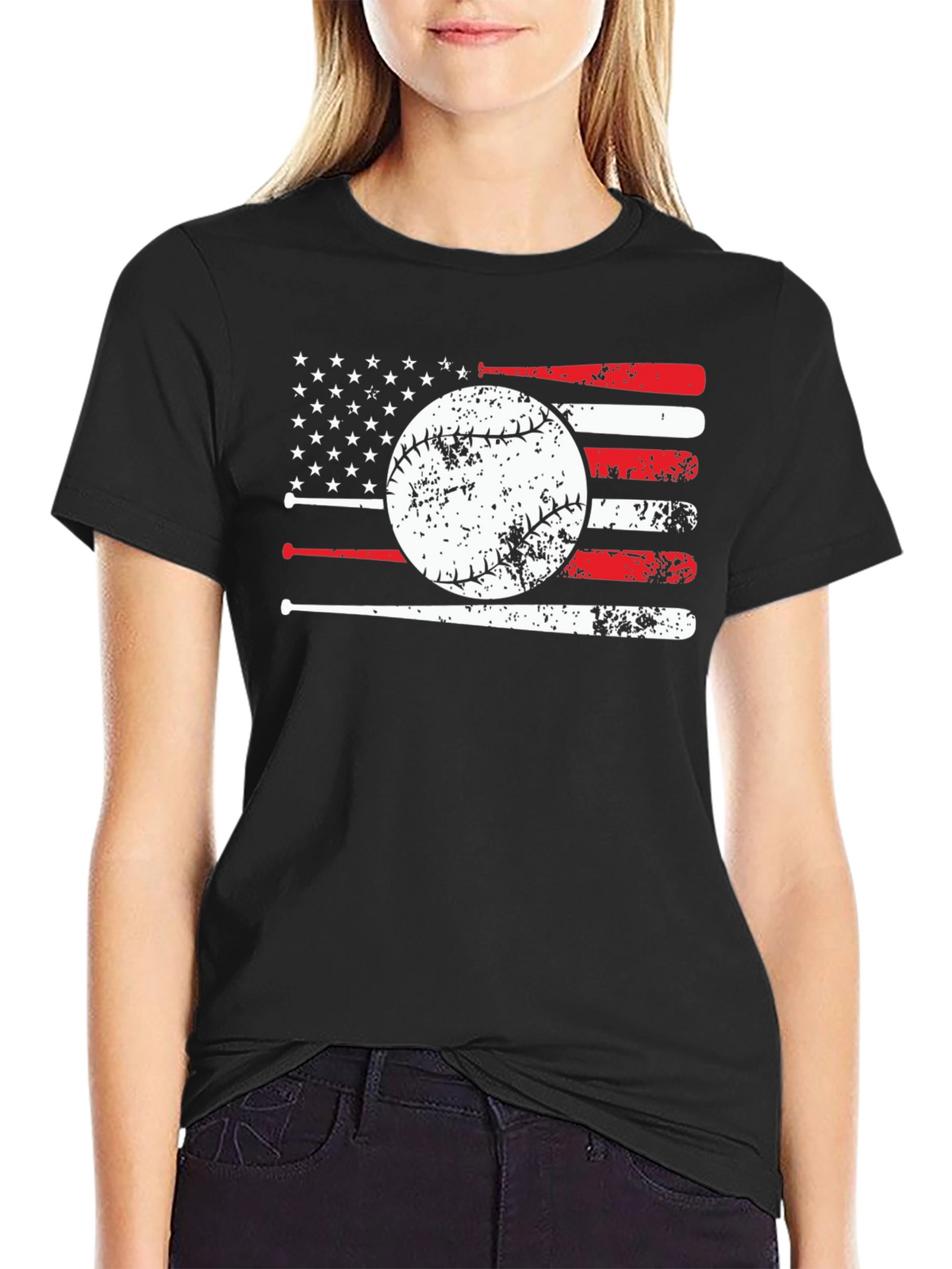 Baseball Flag Graphic T-Shirt - Patriotic Design