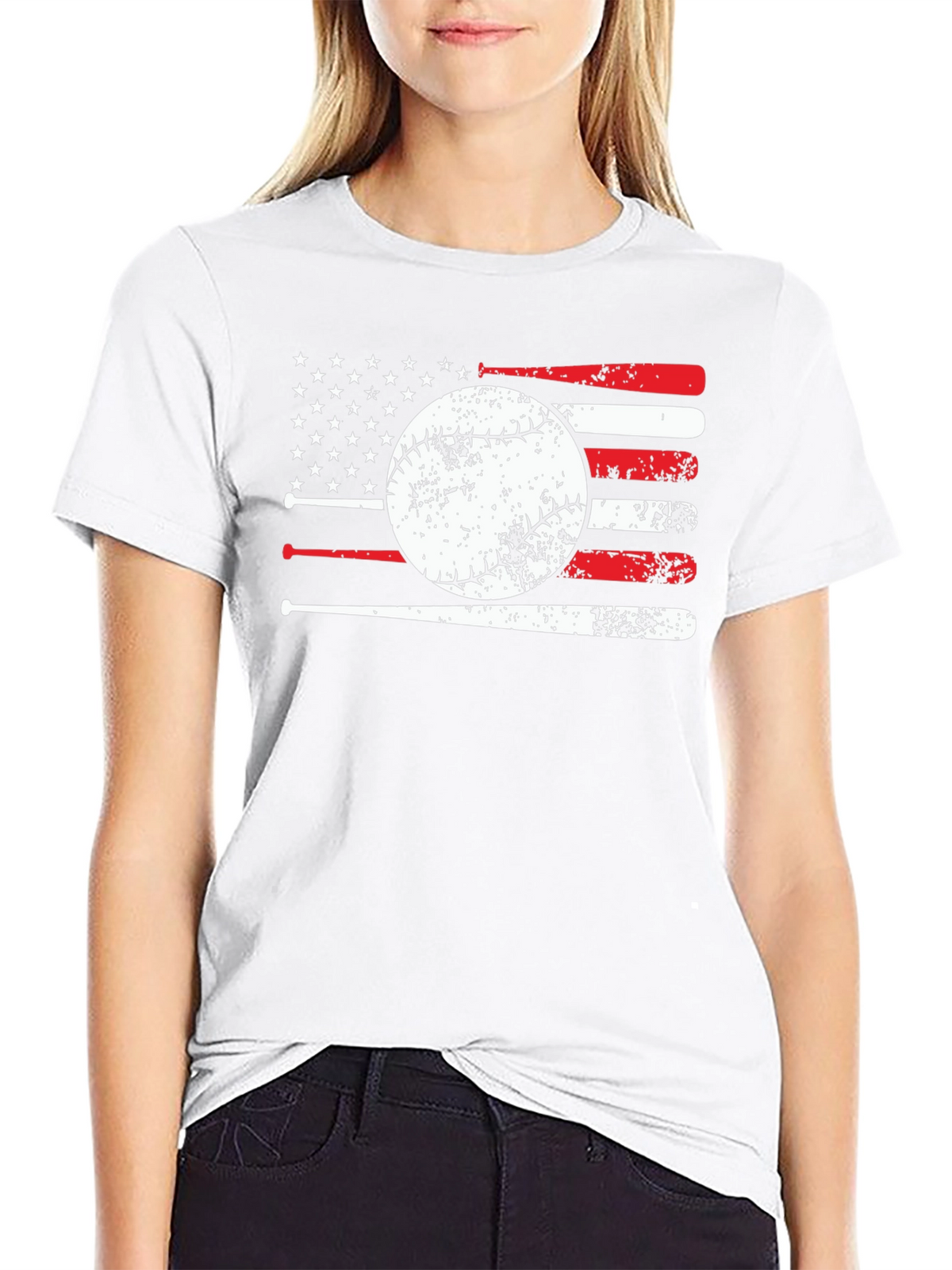 Baseball Flag Graphic T-Shirt - Patriotic Design