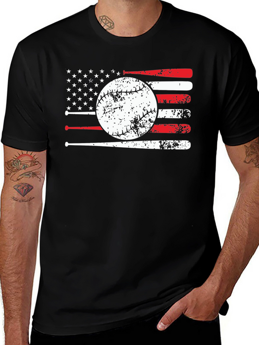 Baseball Flag Graphic T-Shirt - Patriotic Design