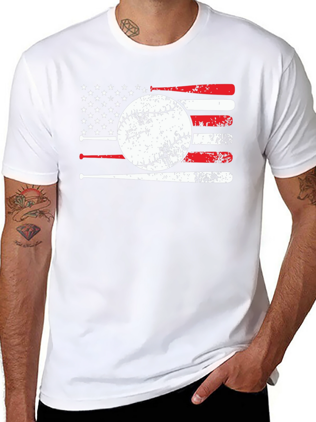 Baseball Flag Graphic T-Shirt - Patriotic Design