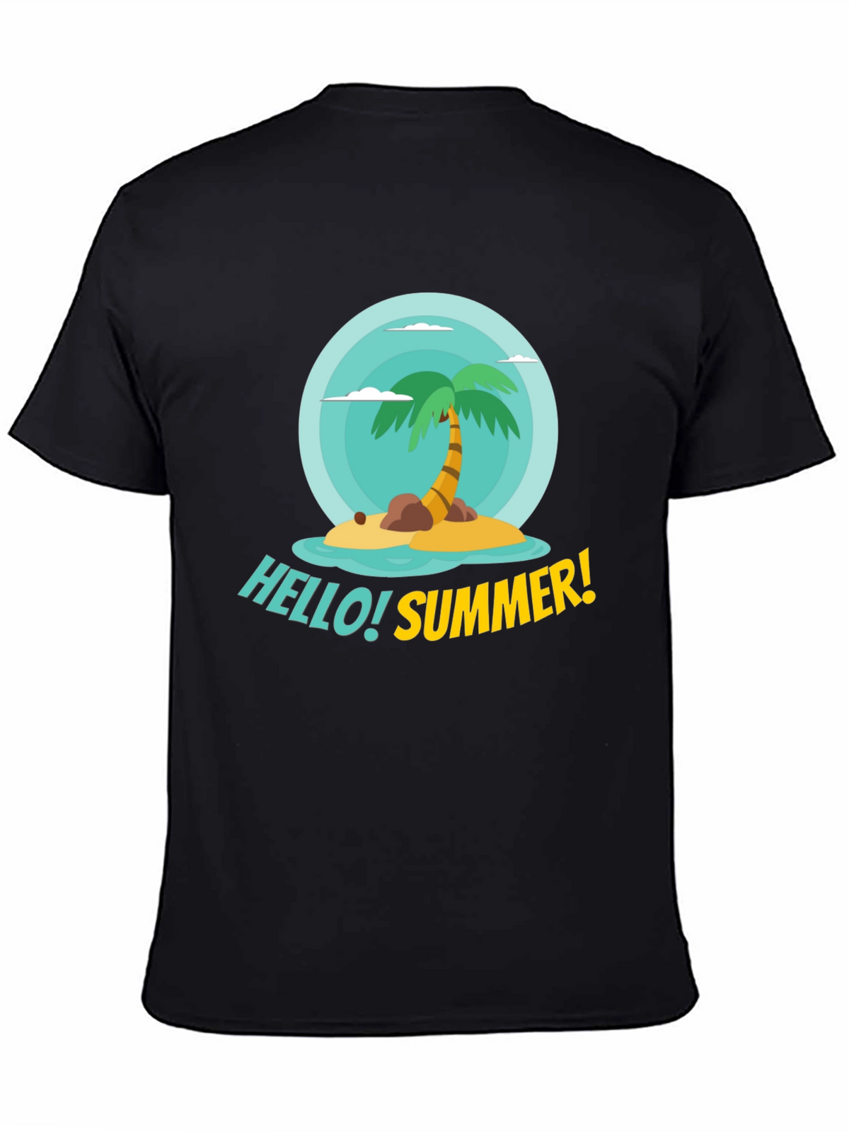 Hello Summer! Palm Tree Graphic Tee - Black