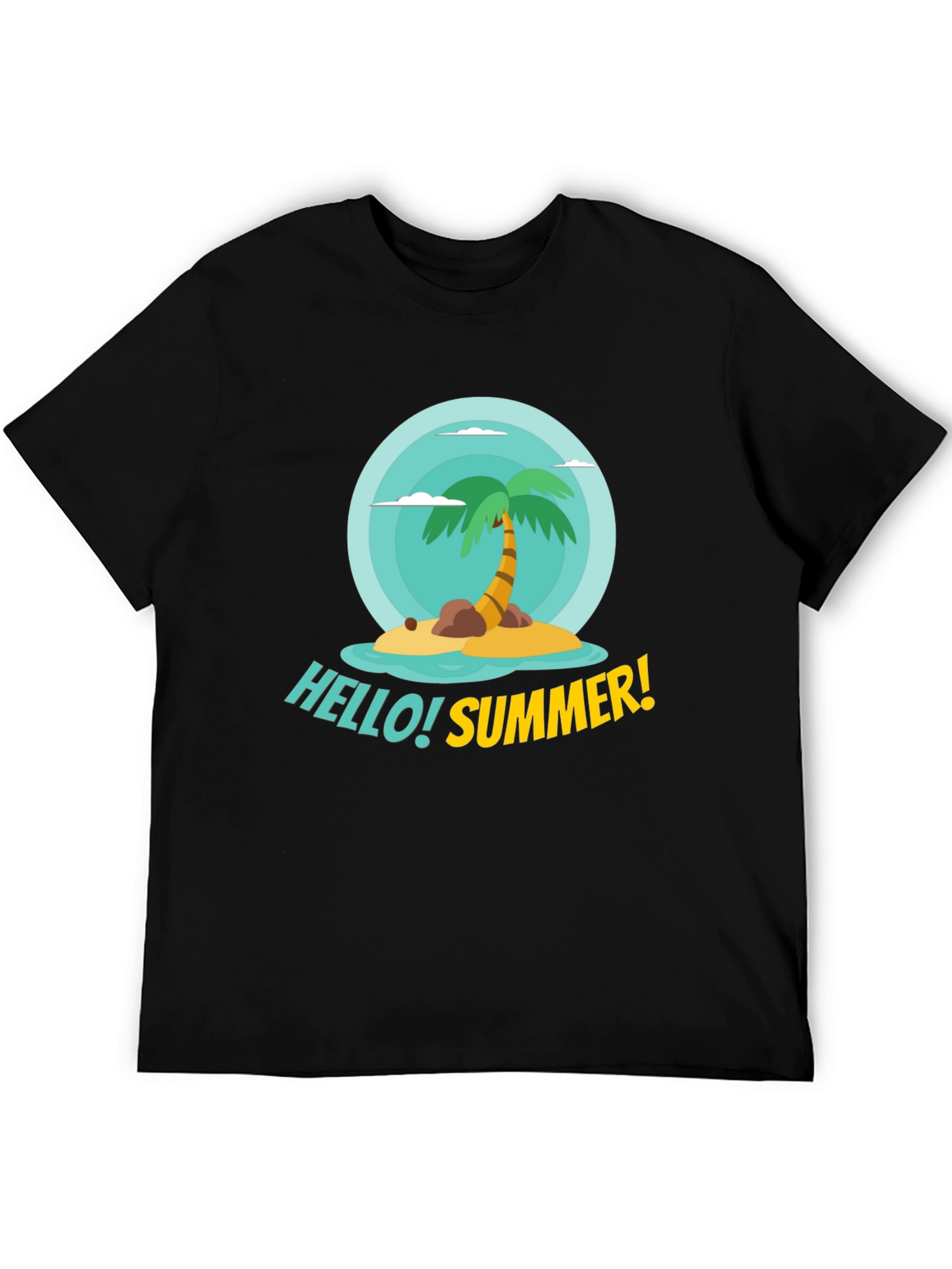 Hello Summer! Palm Tree Graphic Tee - Black