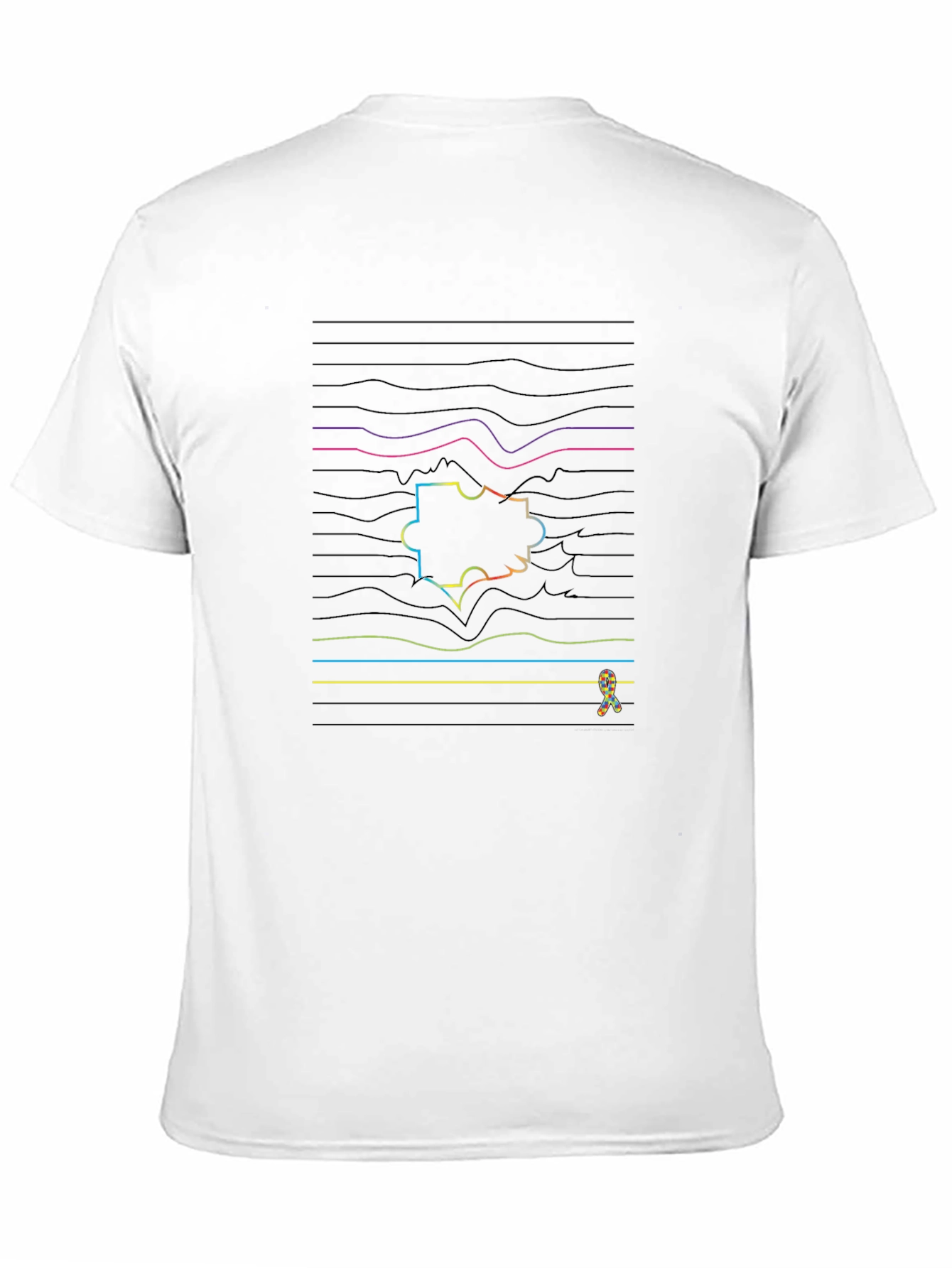 Puzzle Piece Line Art T-Shirt - Autism Awareness