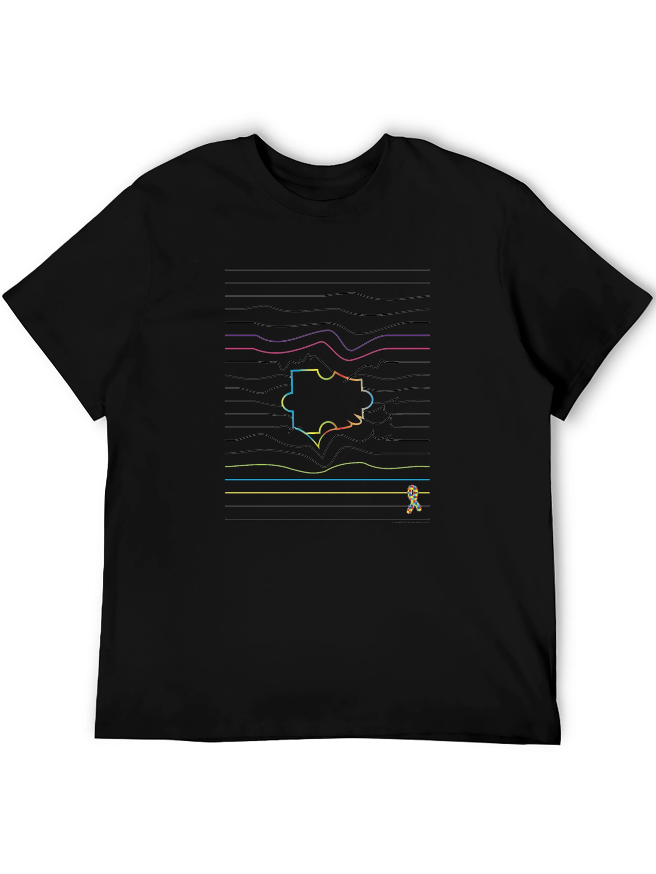 Puzzle Piece Line Art T-Shirt - Autism Awareness