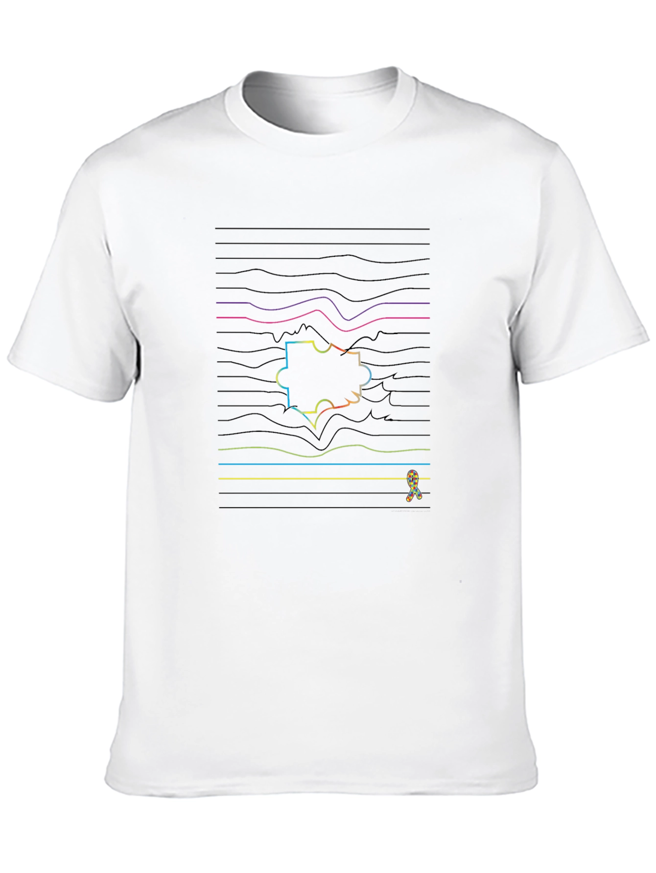 Puzzle Piece Line Art T-Shirt - Autism Awareness