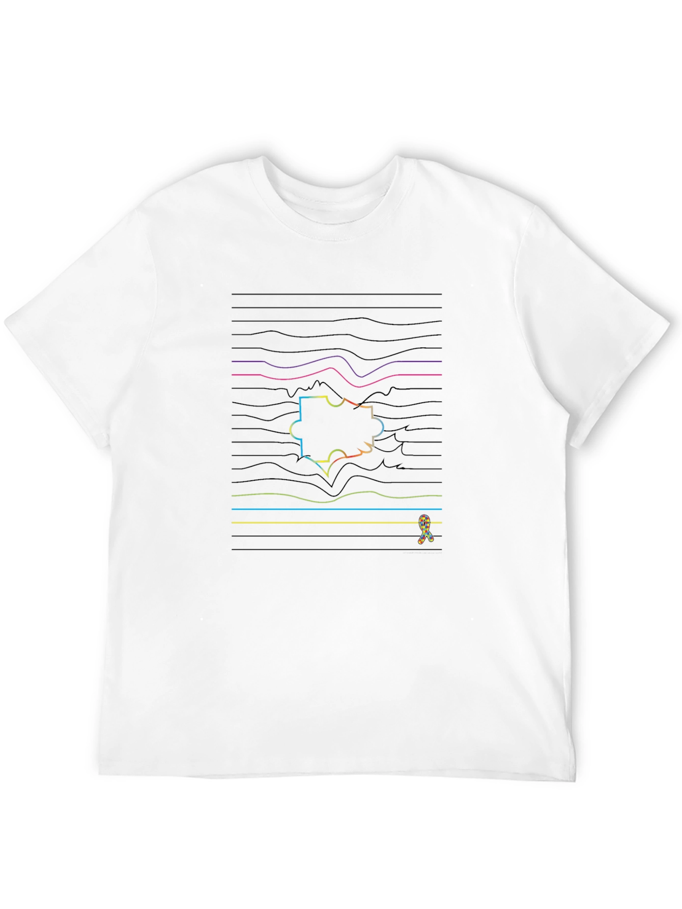 Puzzle Piece Line Art T-Shirt - Autism Awareness
