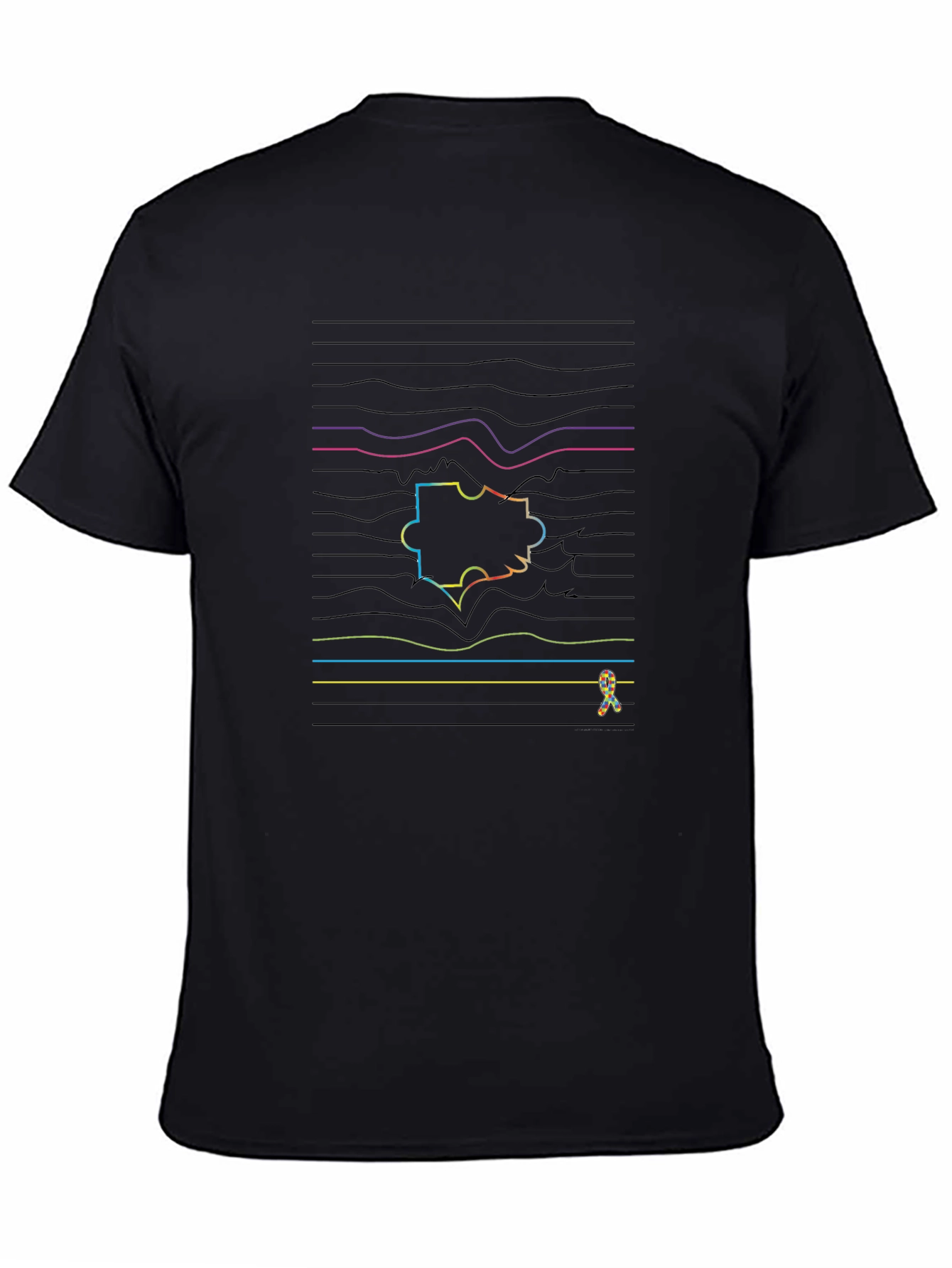 Puzzle Piece Line Art T-Shirt - Autism Awareness