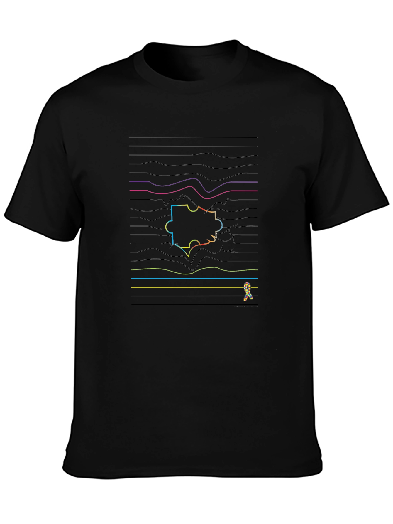 Puzzle Piece Line Art T-Shirt - Autism Awareness