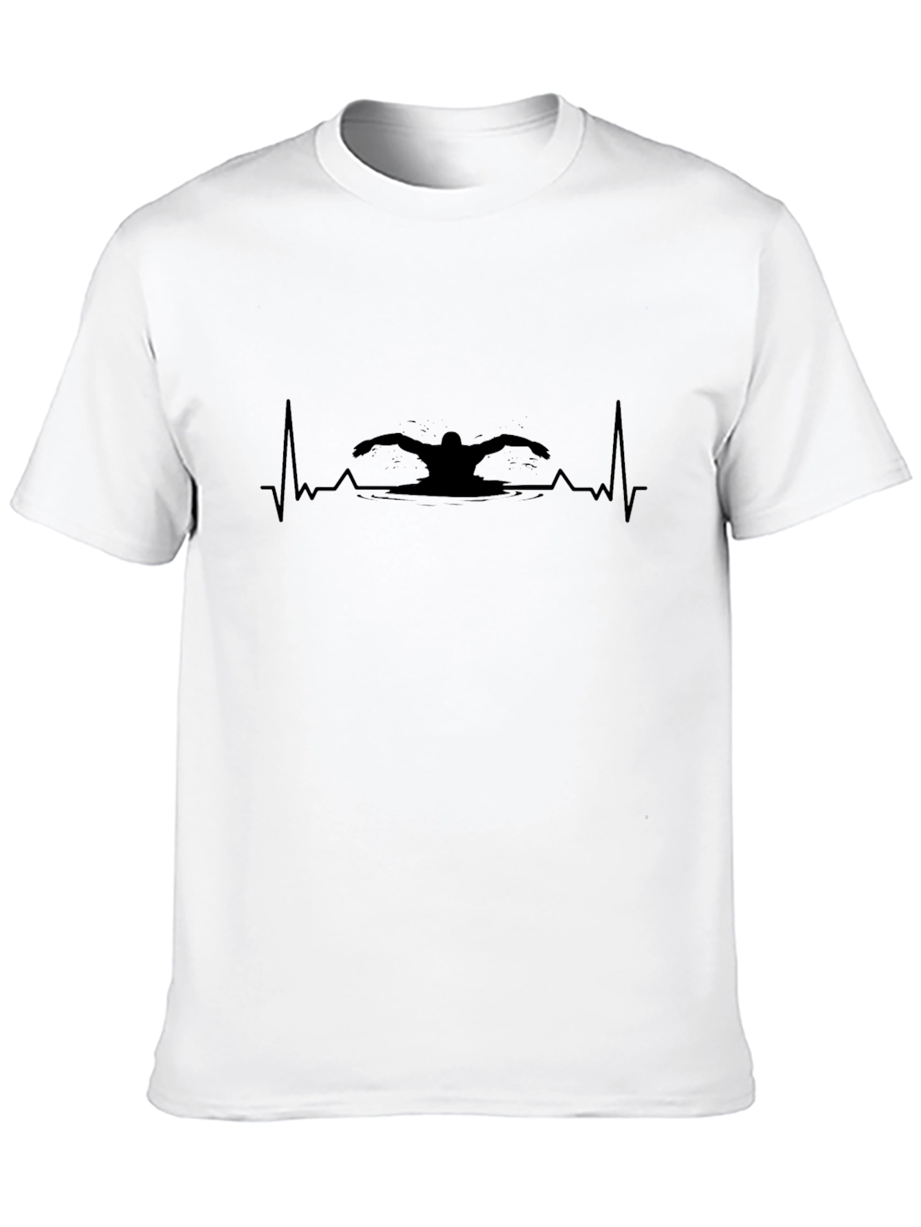 Swimmer Heartbeat Graphic T-Shirt - Black