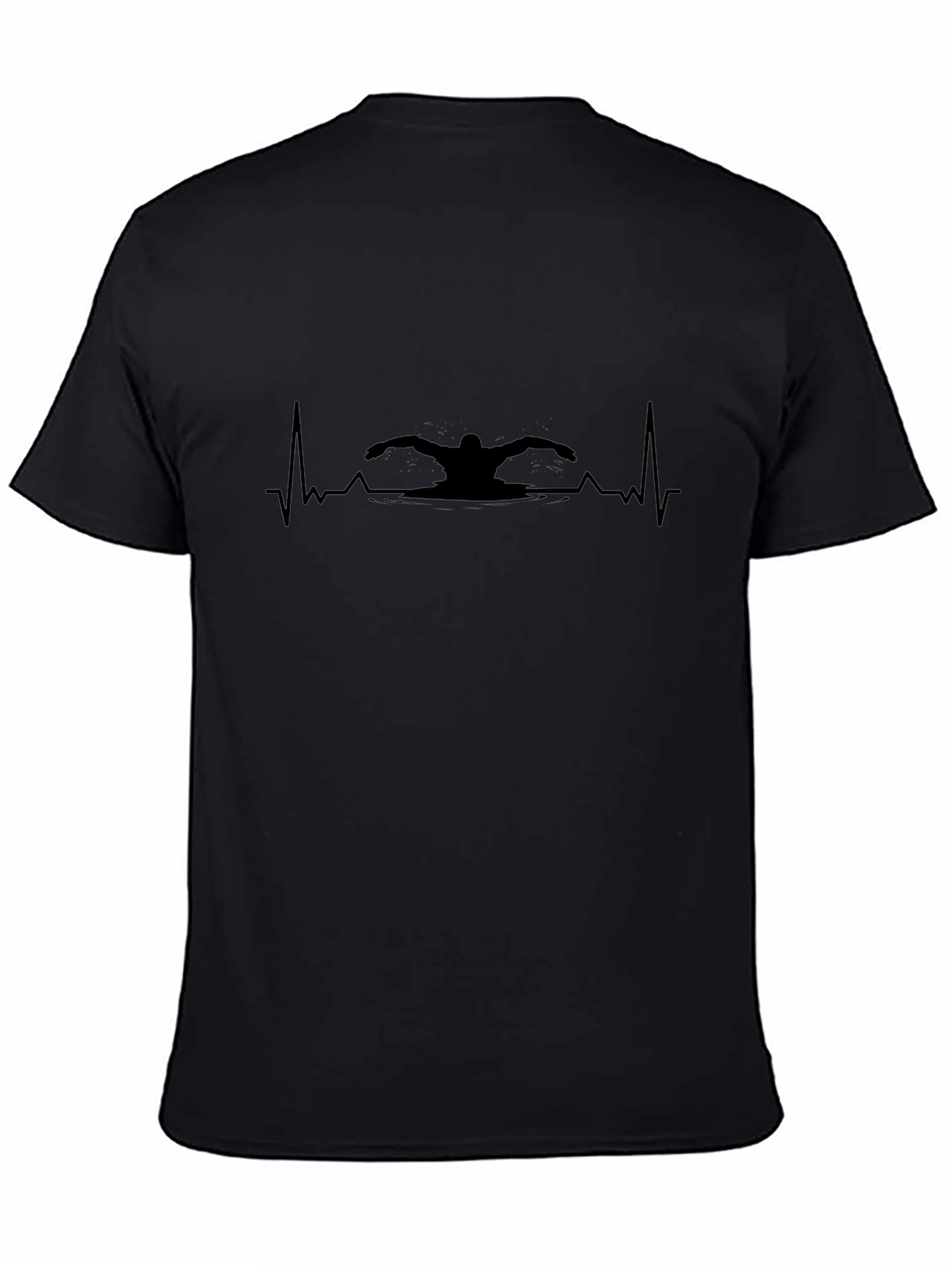 Swimmer Heartbeat Graphic T-Shirt - Black