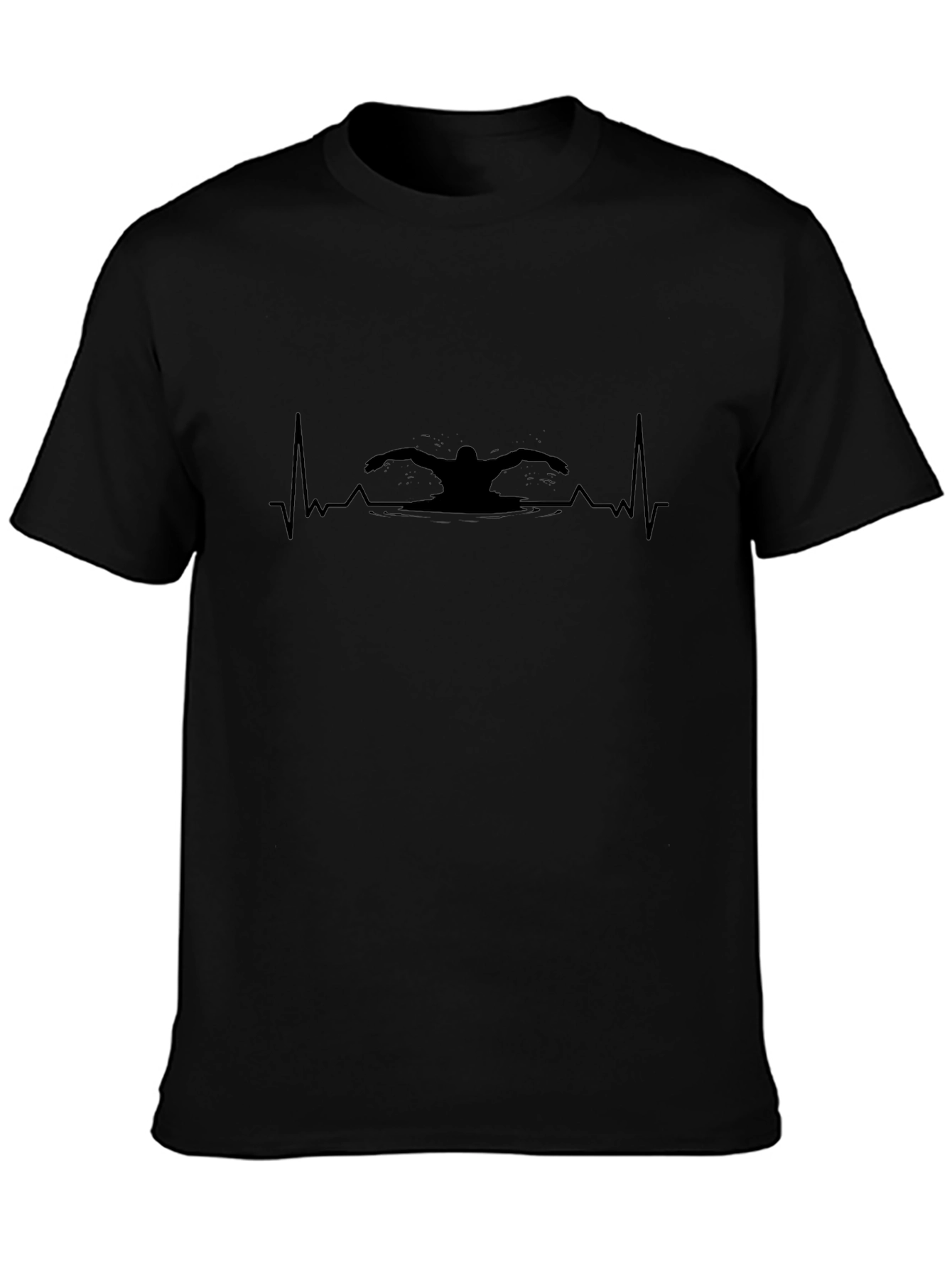 Swimmer Heartbeat Graphic T-Shirt - Black