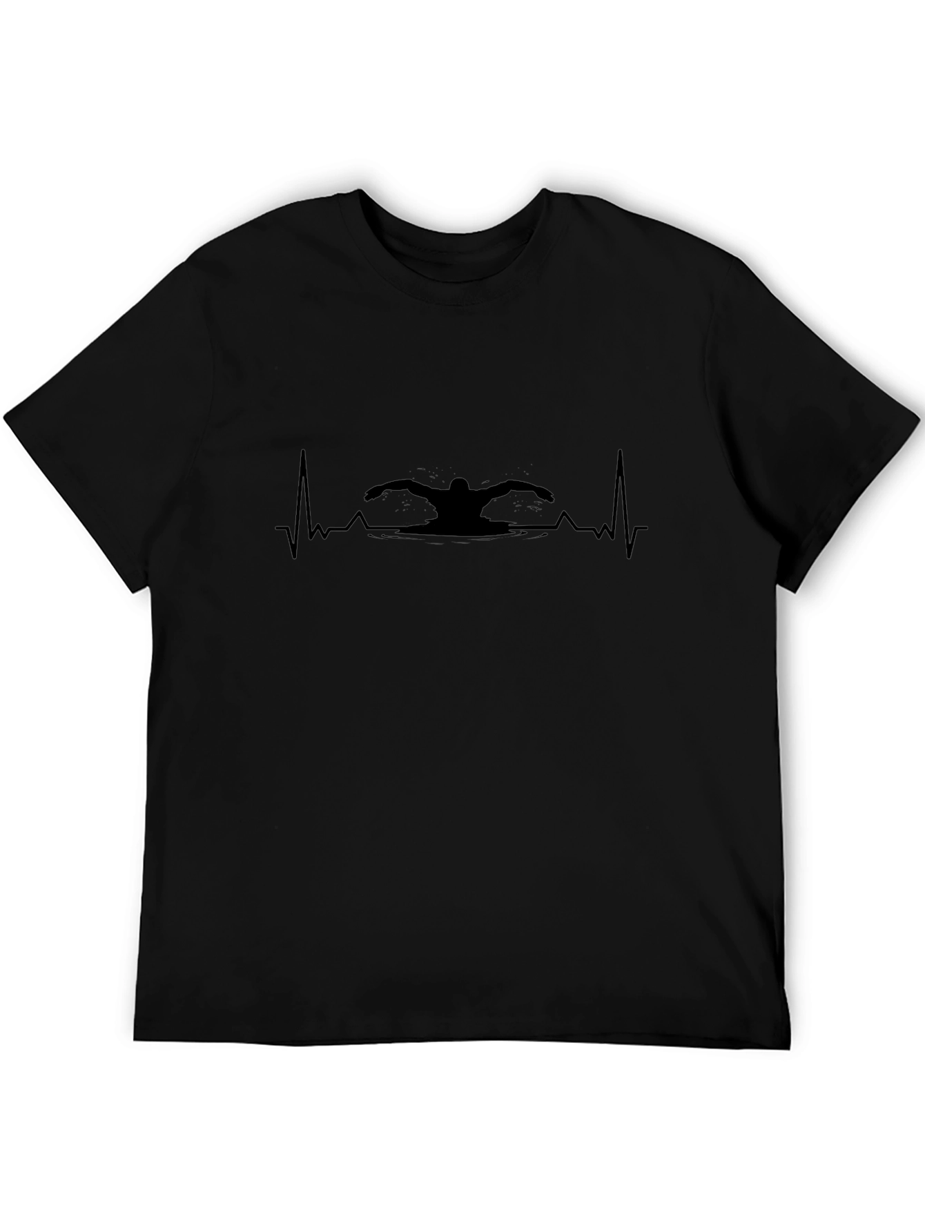 Swimmer Heartbeat Graphic T-Shirt - Black