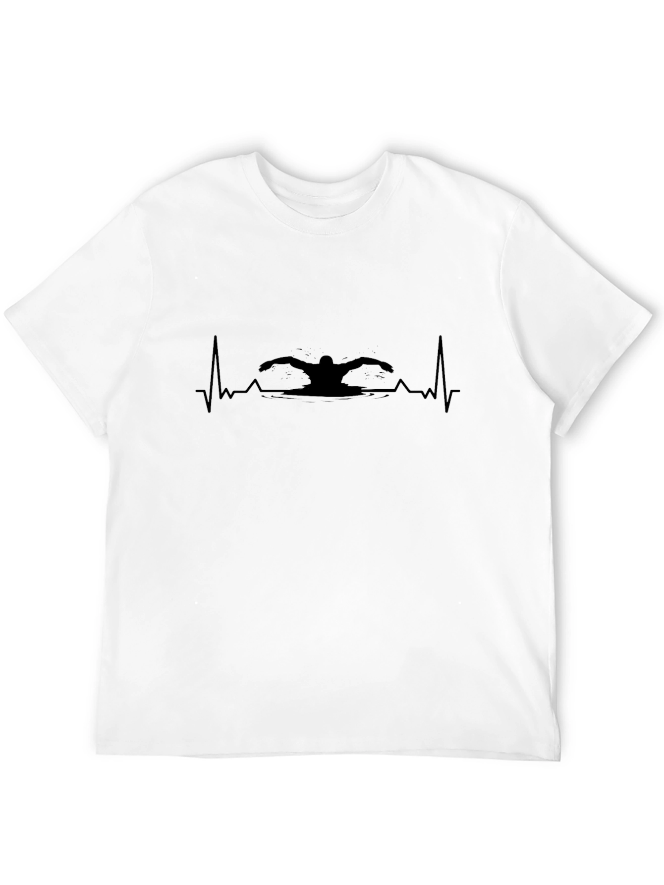 Swimmer Heartbeat Graphic T-Shirt - Black