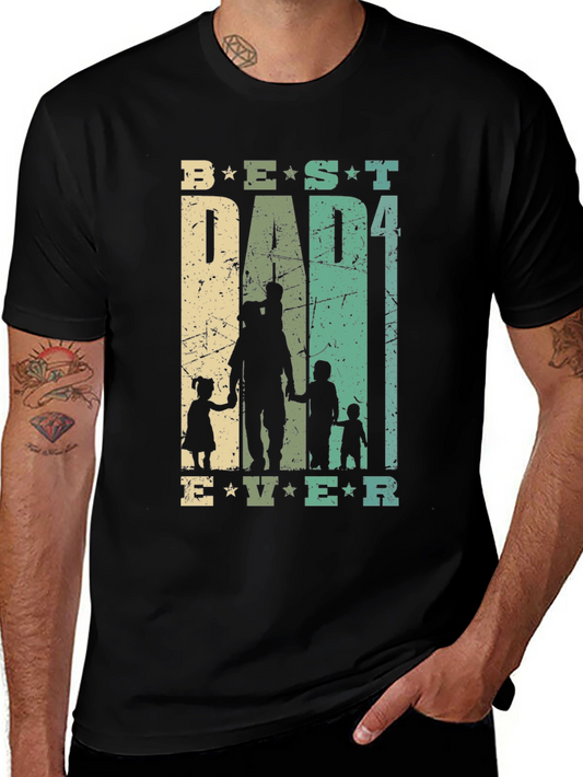 Best Dad Ever T-Shirt - Family Silhouette Graphic Tee