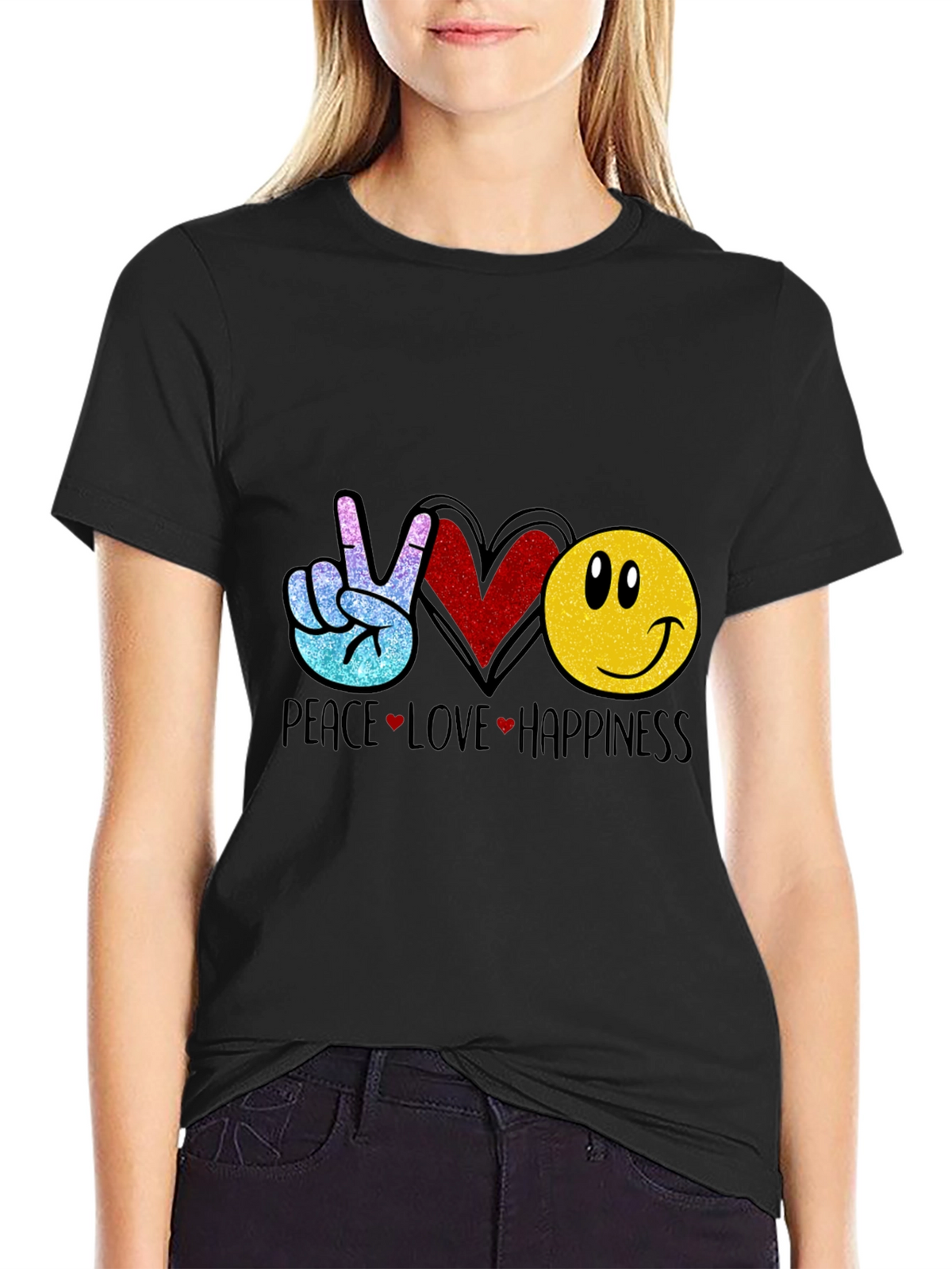 Peace Love Happiness Graphic T-Shirt
