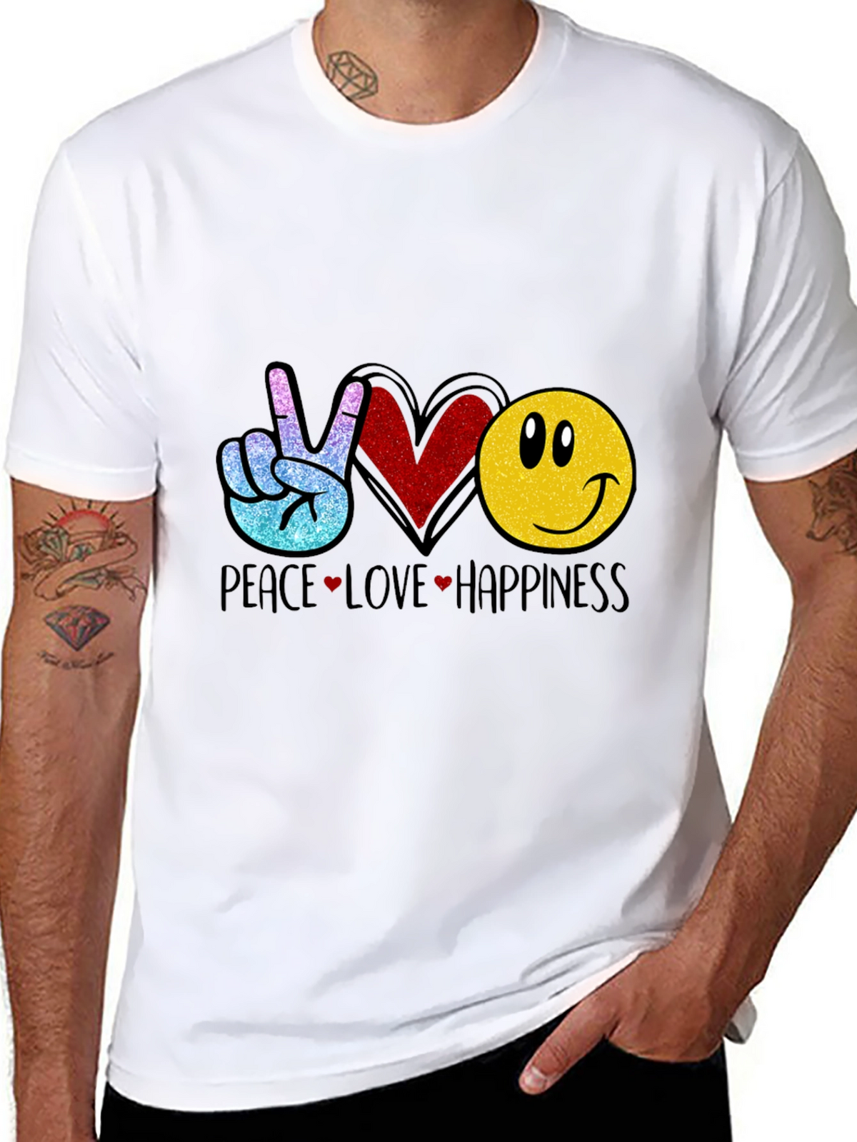 Peace Love Happiness Graphic T-Shirt